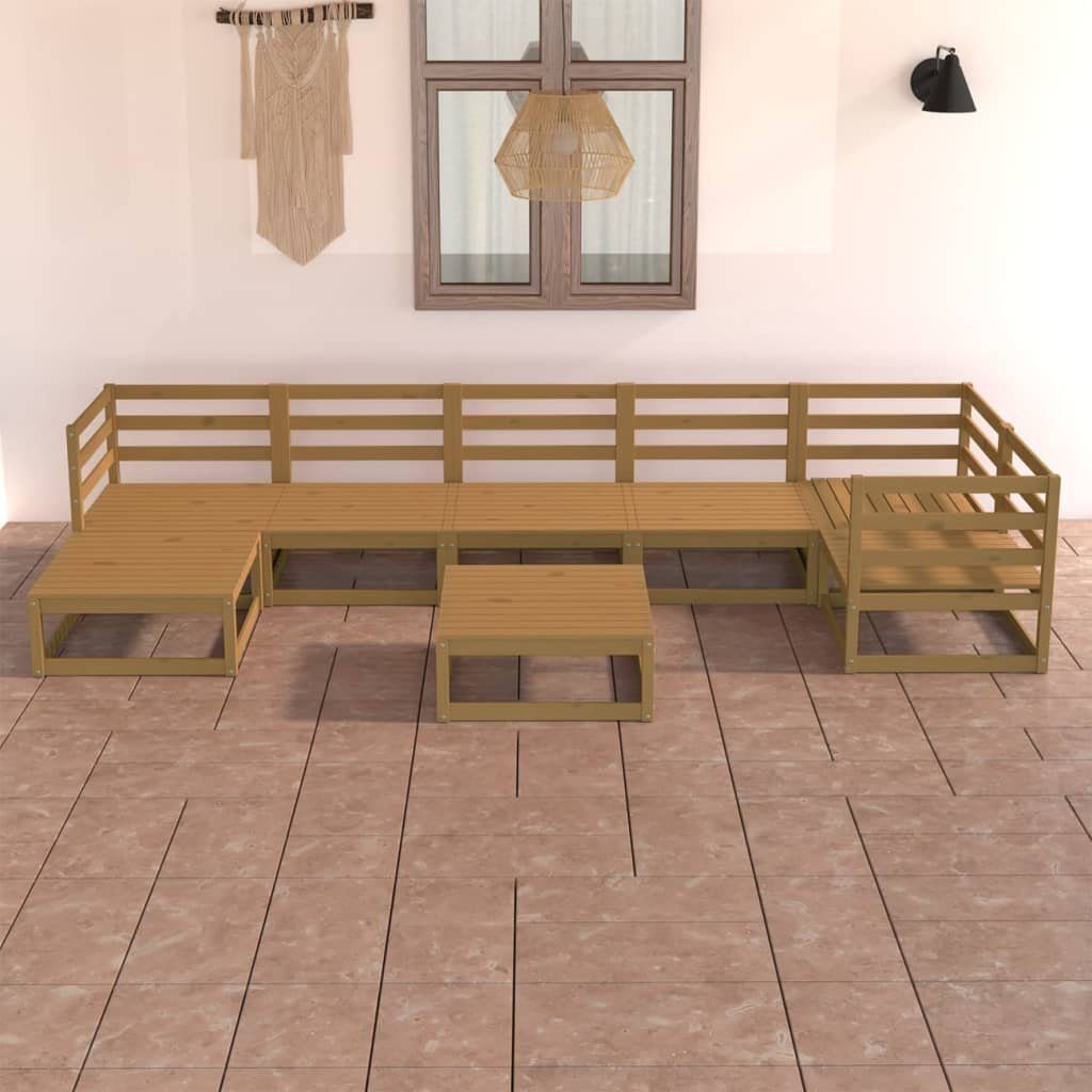 vidaXL Gartenlounge-Set 8-tlg. Garten-Lounge-Set Honigbraun Kiefer, Massivholz (1-tlg)