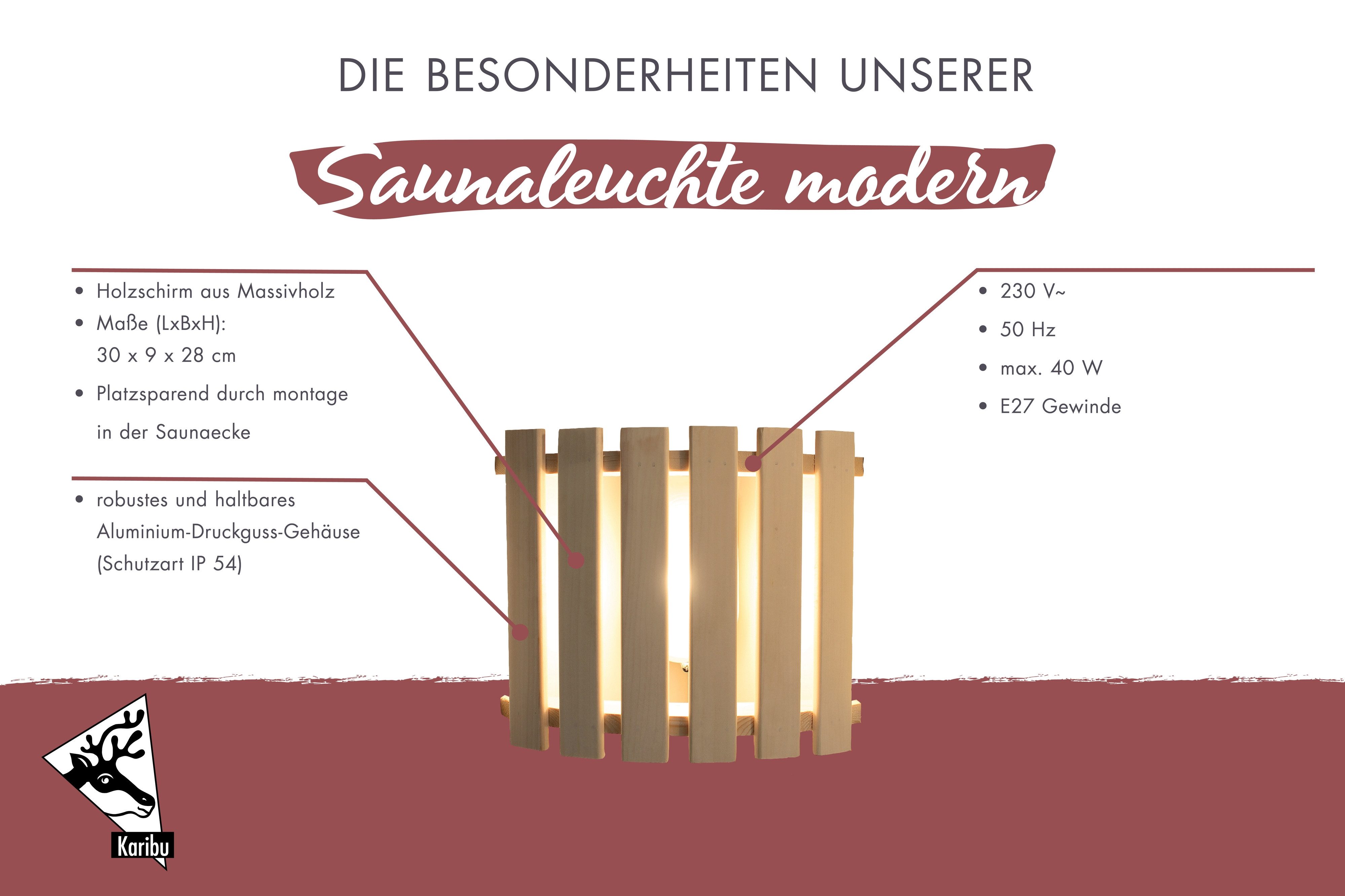 Karibu Saunaleuchte Saunaleuchte Blendschirm Saunalampe Halterung, ohne Leuchtmittel