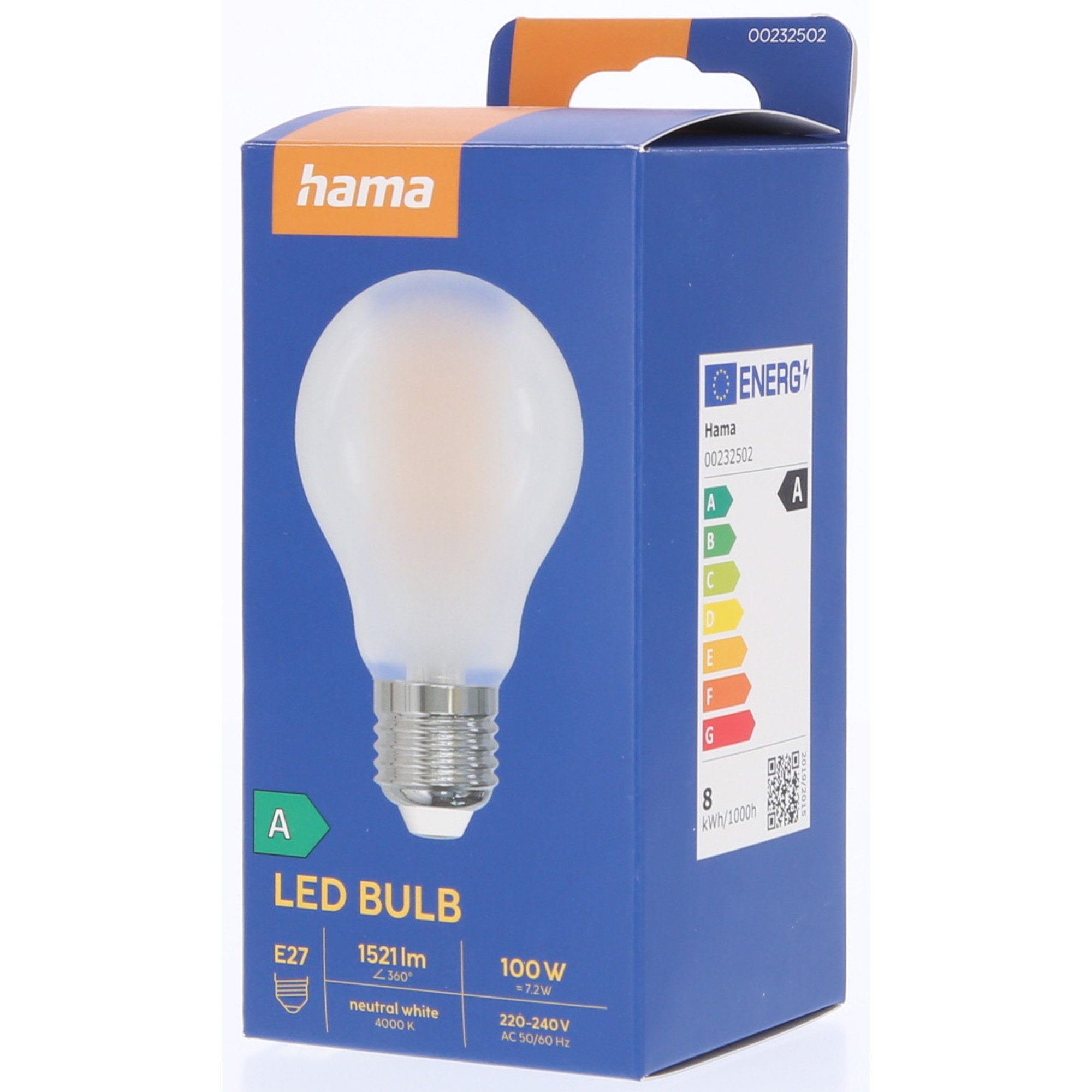 Hama LED-Leuchtmittel 7,2W (100W), E27, 1521lm, Matt, Neutralweiß, Birn, E27, 1 St., Neutralweiß