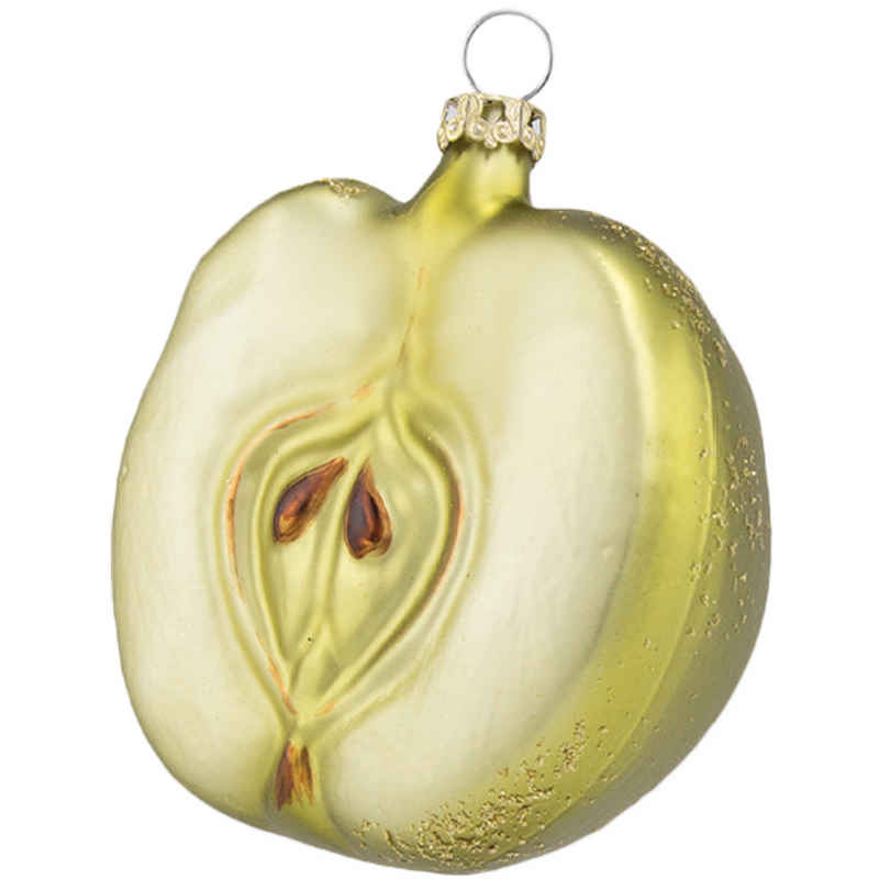 Thüringer Glasdesign Christbaumschmuck Apfel grün 7,5cm Schatzhauser (1-tlg), mundgeblasen, handbemalt