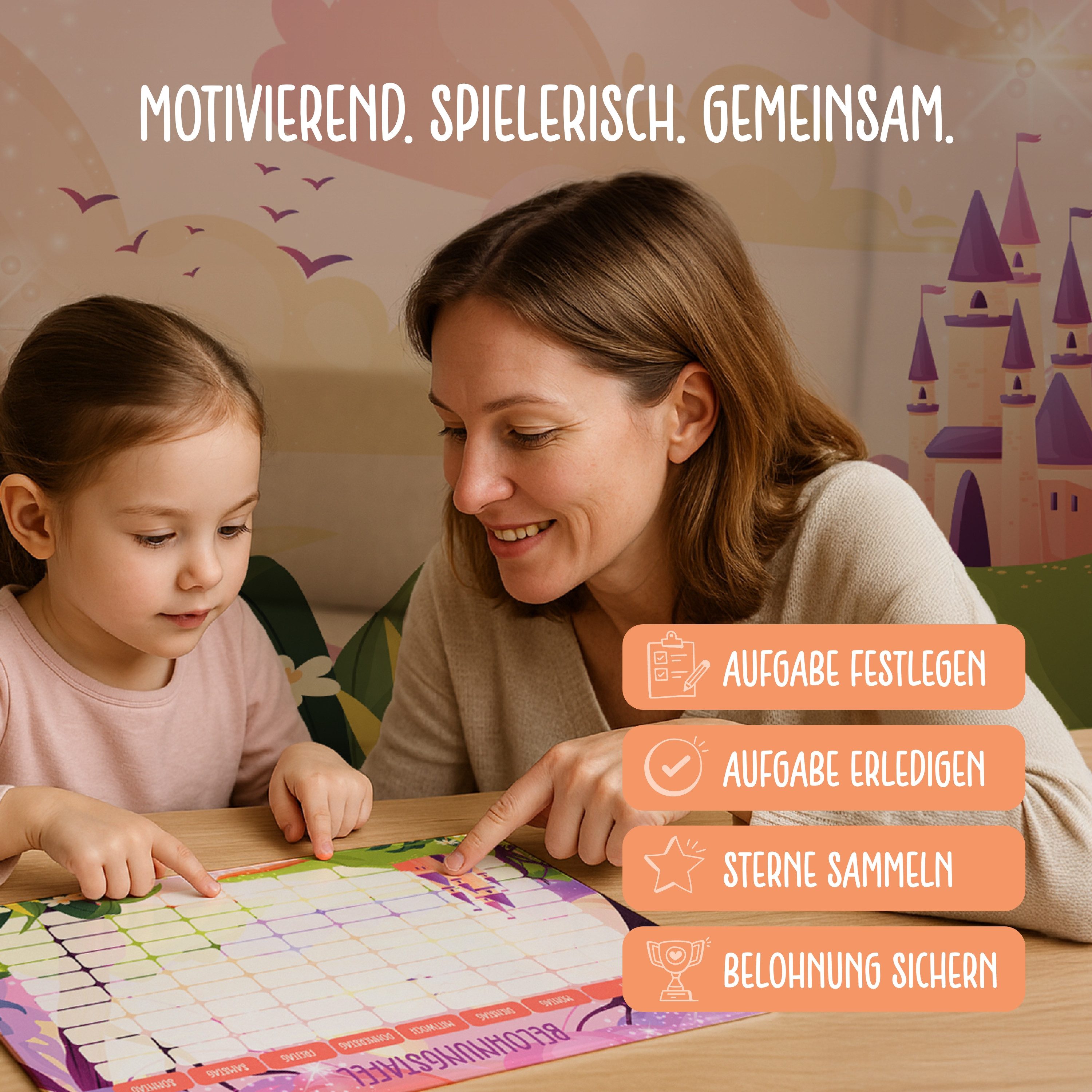 Lilletå Lernspielzeug Belohnungstafel Kinder magnetisch, 100 Aufgaben & 350 Magnete, ab 4 (Komplettset, Tafel, Aufgabenmagnete, Sterne, Stift & Tragebeutel), Be – Bild 4 von 5