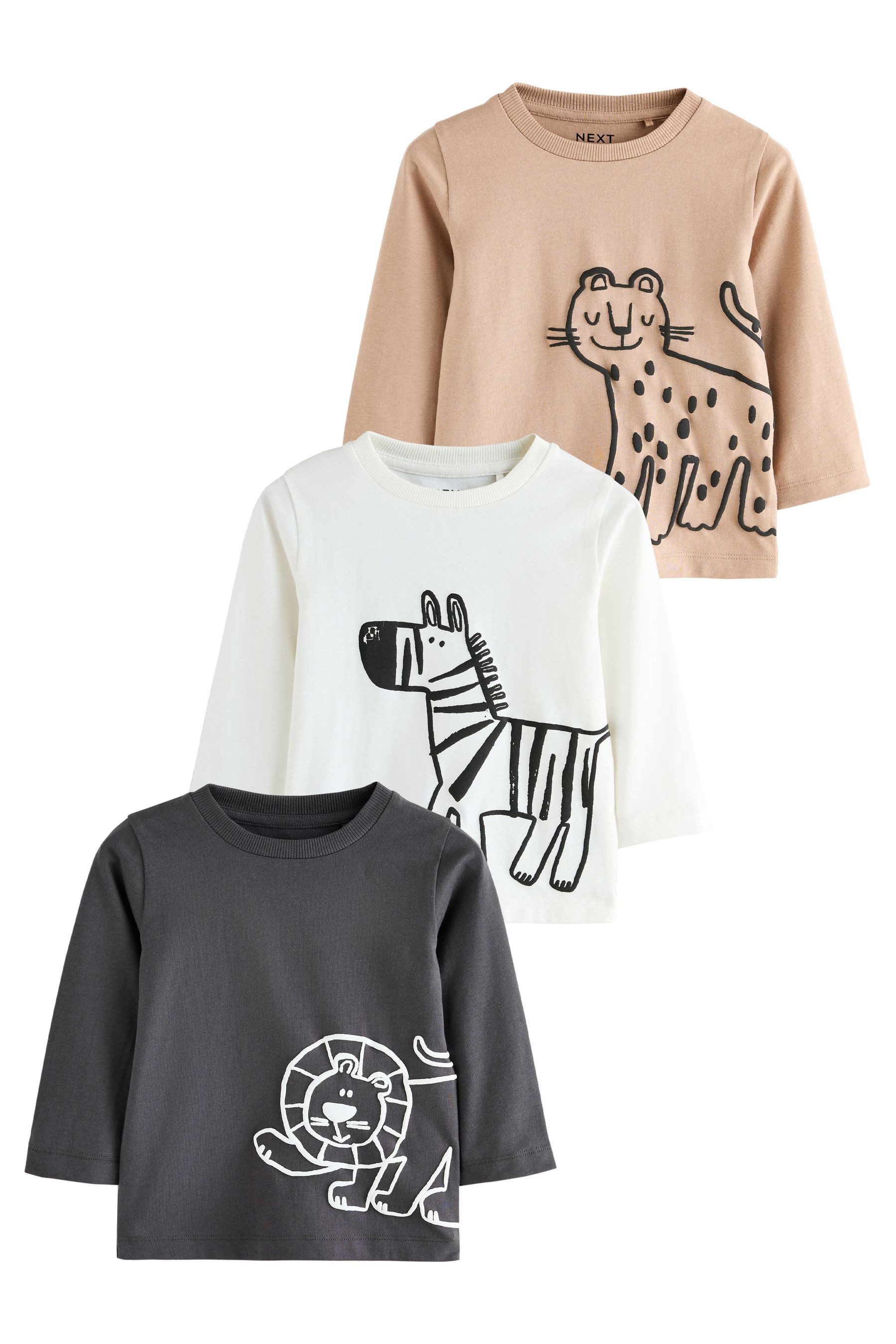 Next Langarmshirt 3er-Pack T-Shirts mit Grafik-Print günstig online kaufen