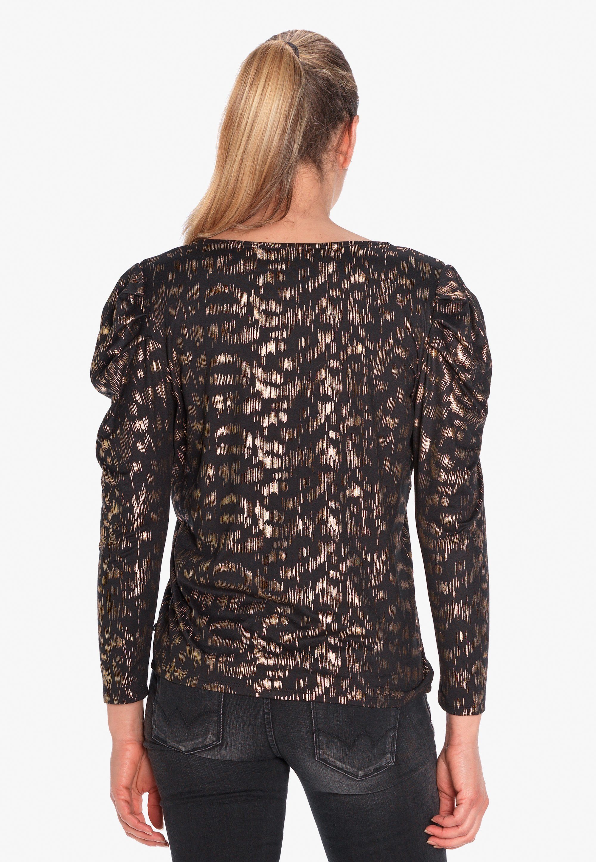 Le Cerises mit Klassische PRESTON Temps Des Metallic-Print Bluse