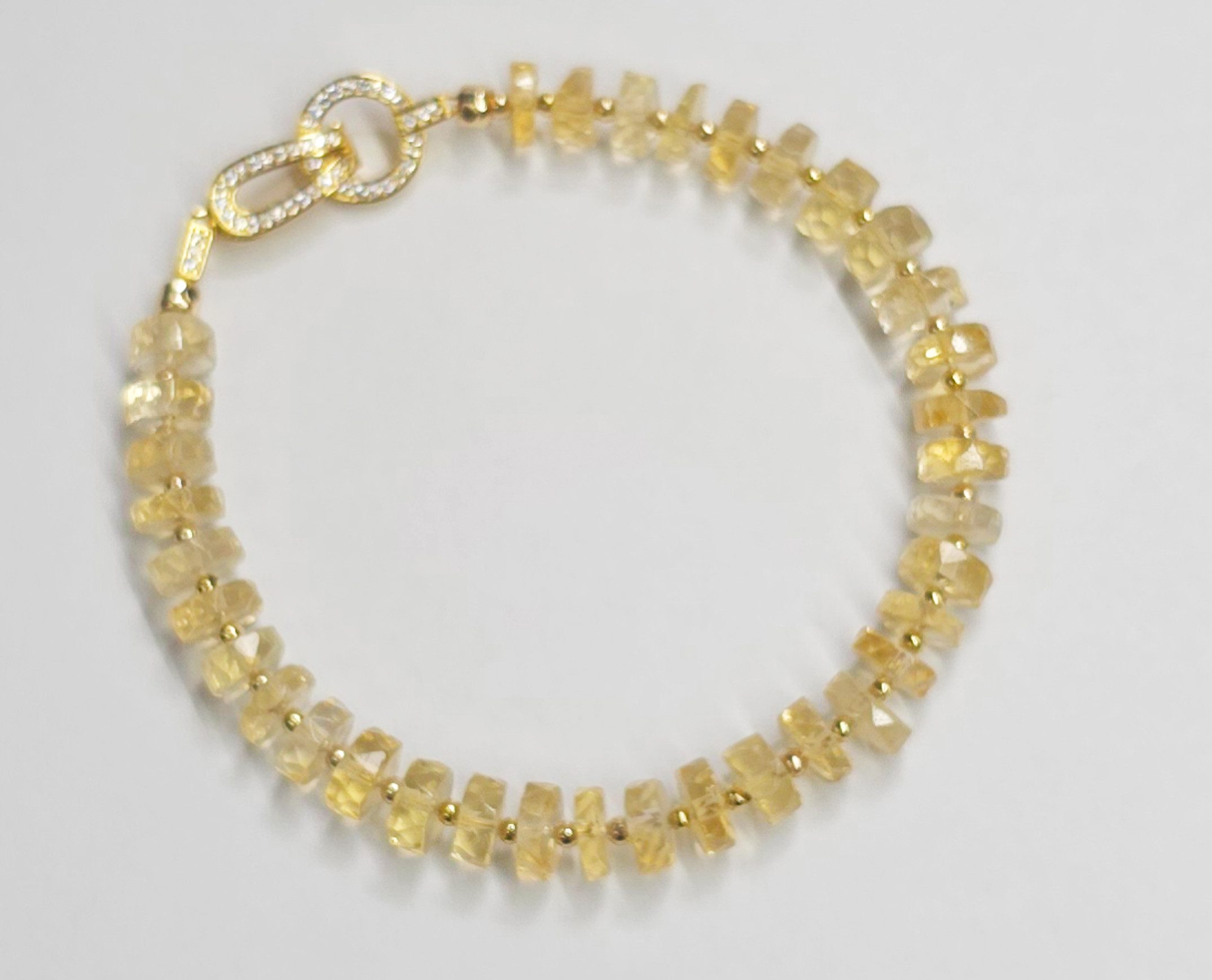GOLDEN Charm-Armband Edelstein Citrin facettierte Rondelle Armband, November Geburtsstein – Bild 4 von 5
