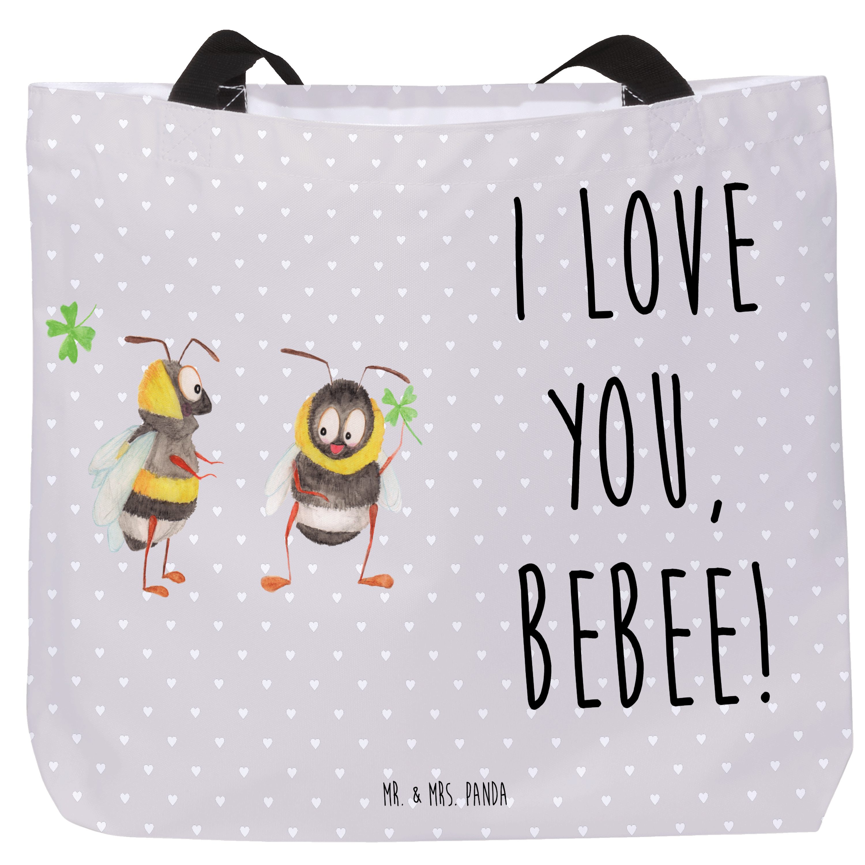 Shopper Bienen Paar, Tote Bag, Grau Pastell, Hochzeitstag, Schildkröten, Schu