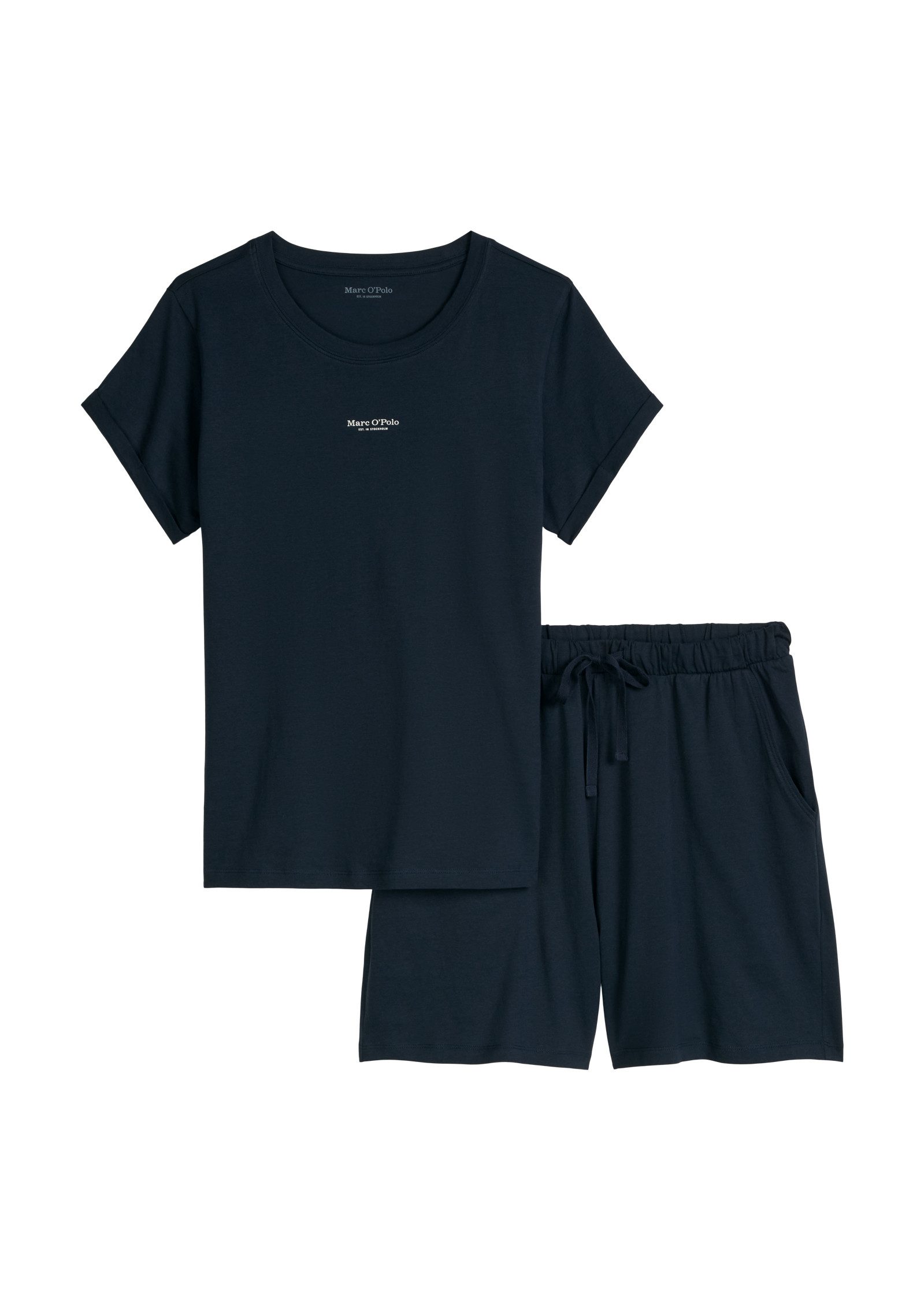 Marc O'Polo Shorty Mix N Match Cotton Pyjama Set Short (2 tlg., 2tlg) mit kurzem Arm und Rundhalsausschnitt, Hose mit Gummizug