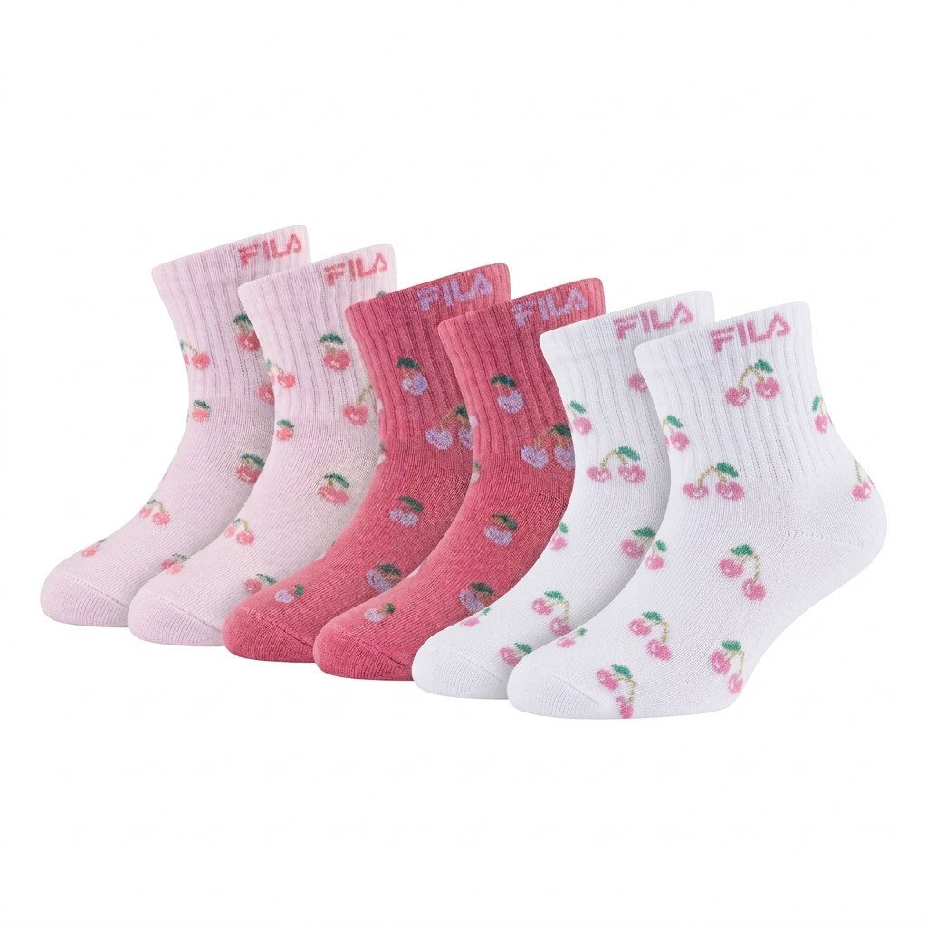 Fila Sneakersocken JUNIOR GIRL NORMAL PLAIN SOCKS LOLLIPOP (6 Paar) Cotton-Mix, Cherry-Design