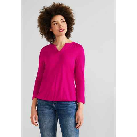 STREET ONE 3/4-Arm-Shirt Street One Jersey Shirt mit 3/4 Ärmel in Nu Pink (1-tlg) Gummizugsaum