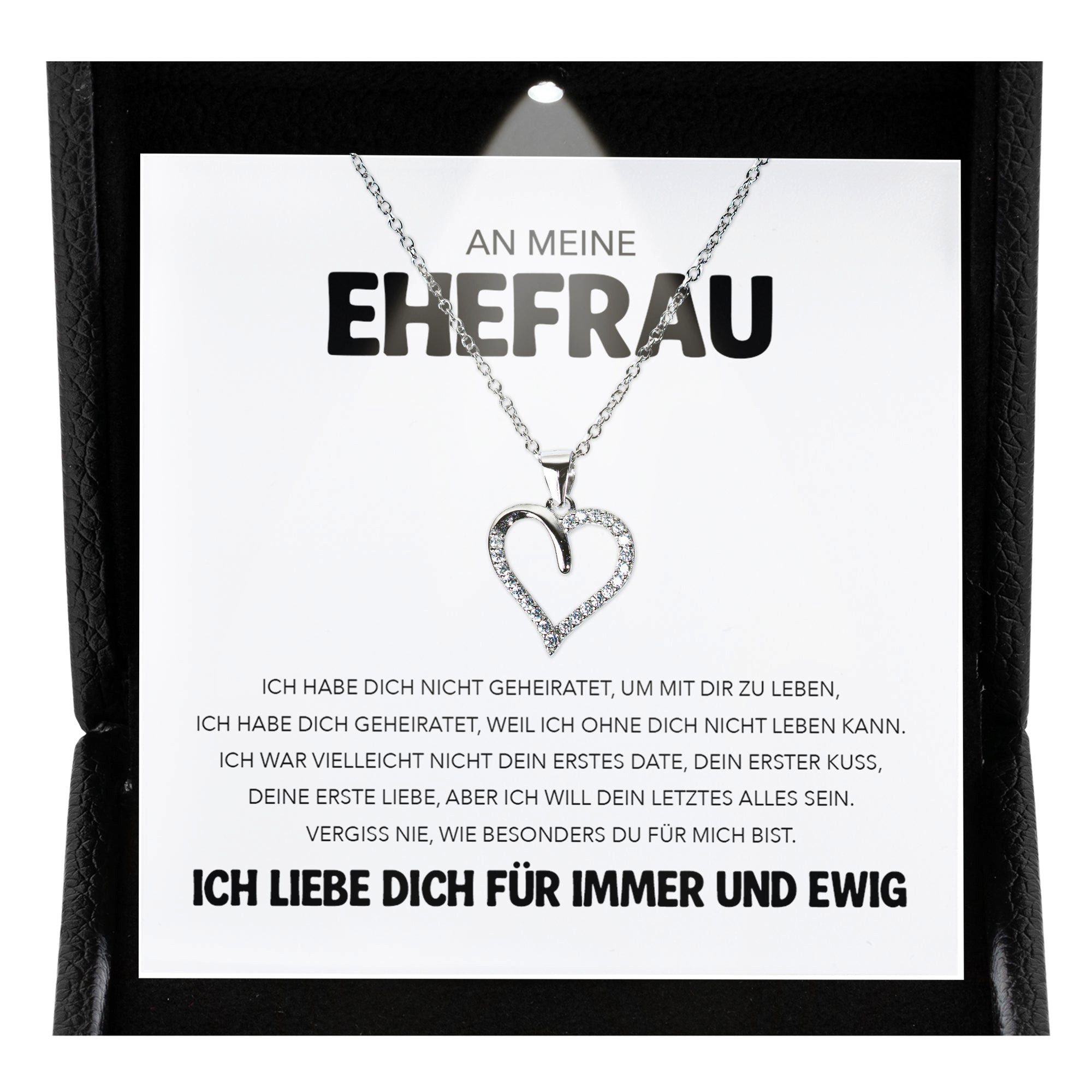 22Feels Schmuckset Ehefrau Geschenk Hochzeitstag Ich Liebe Dich Kette Herz Valentinstag (inkl. Geschenktasche, Karte, Poliertuch, Beutel), Premium Licht Etui, Silber 925/000, Karte Made In Germany