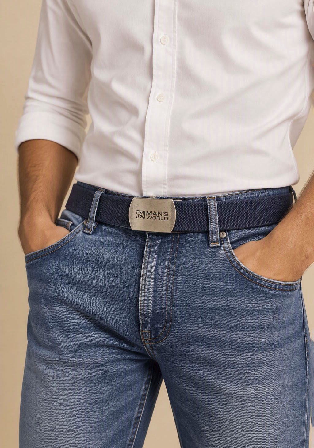 Man's World Stoffgürtel aus Textilband im zeitlosen Design - NEUE FARBE im used Look