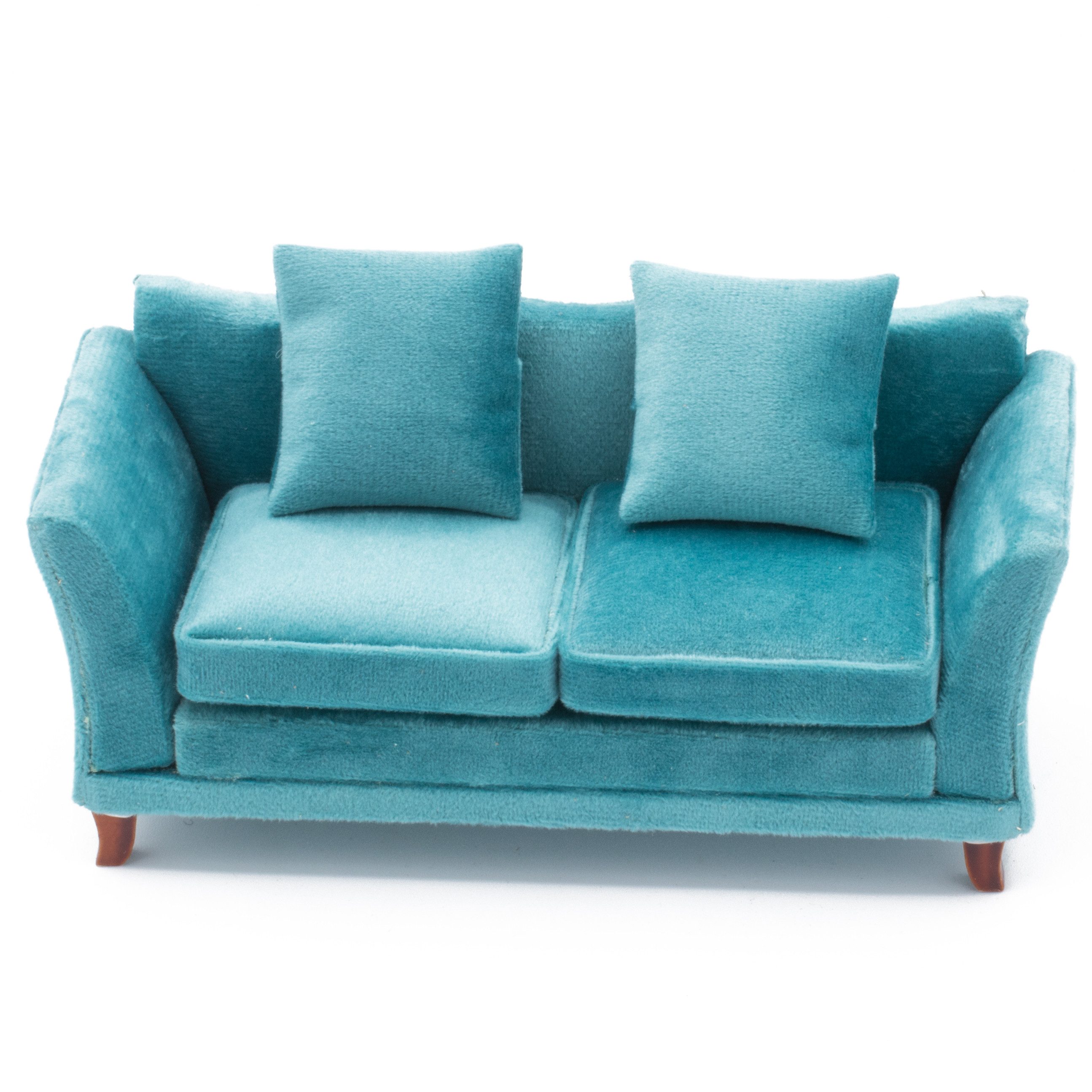 Streets Ahead Dollshouse Puppenmöbel Sofa fürs Puppenhaus, Samt, türkis Maß günstig online kaufen