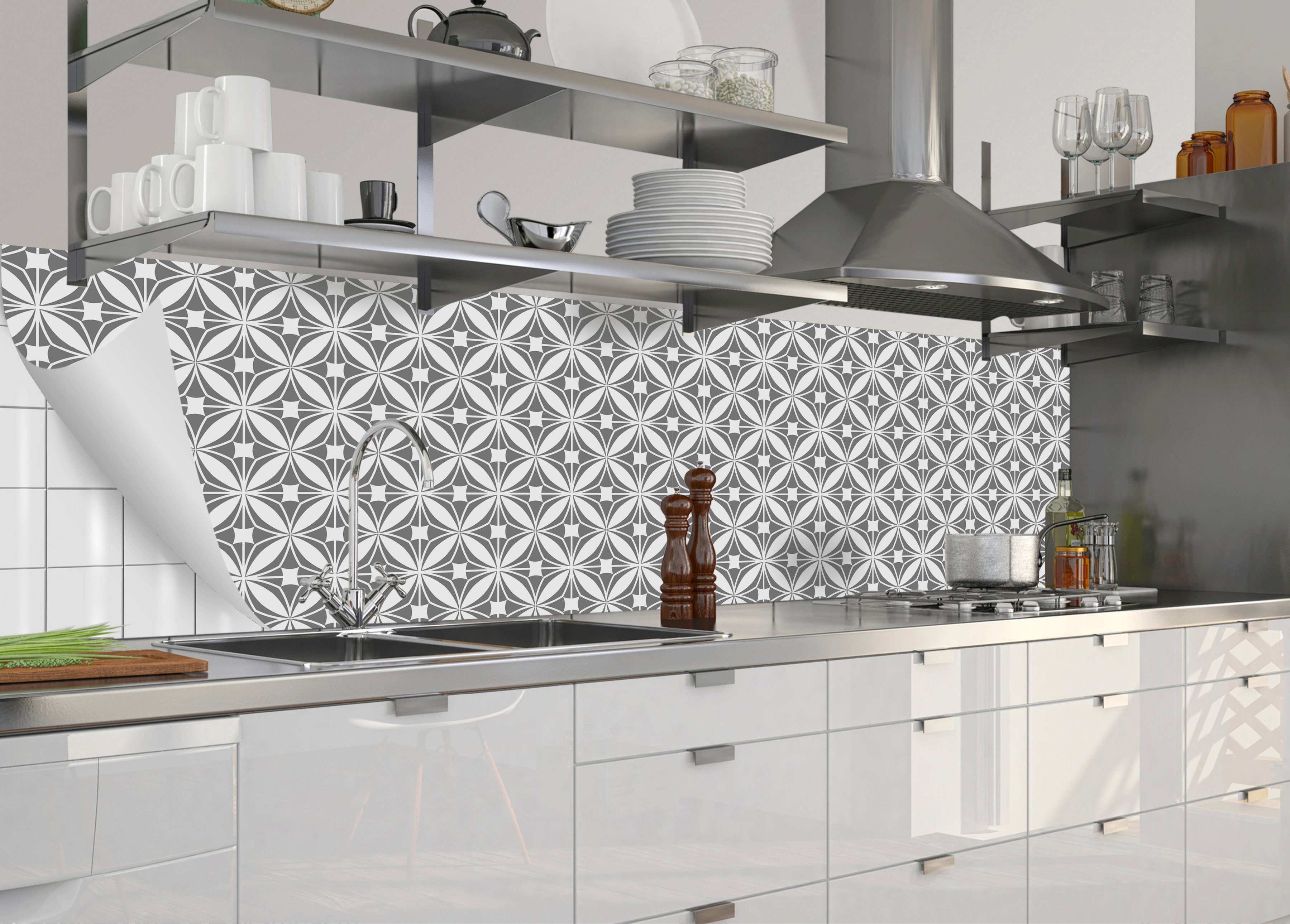 Küchenrückwand-Folie flexible MySpotti und fixy selbstklebende Dschafar, Küchenrückwand