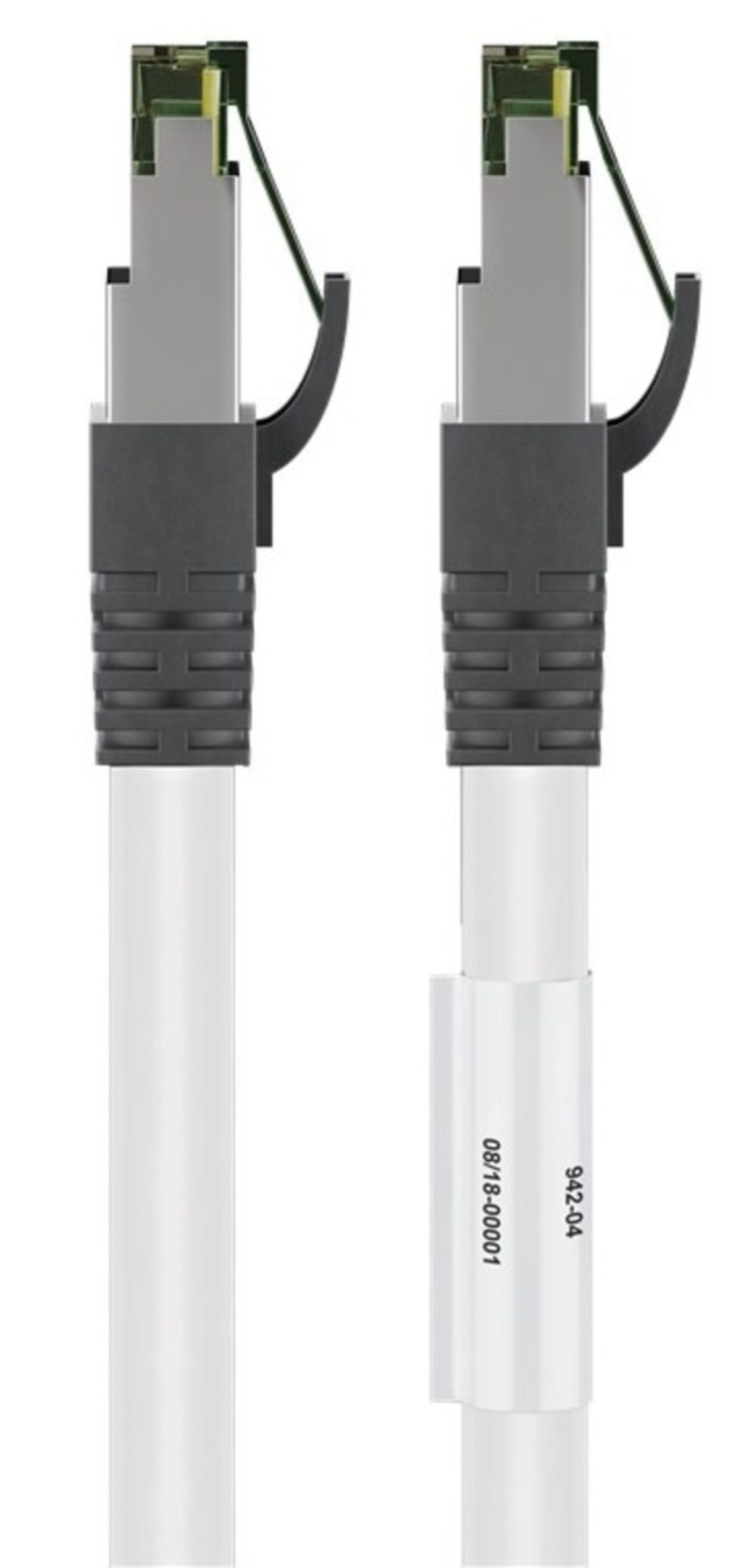 Danicom RJ45 Netzwerkkabel S/FTP (PiMF), mit CAT 8 Rohkabel, Weiß, 0,25m Netzwerkkabel, RJ45, RJ45 (25 cm), Cat8, 100% Kupfer