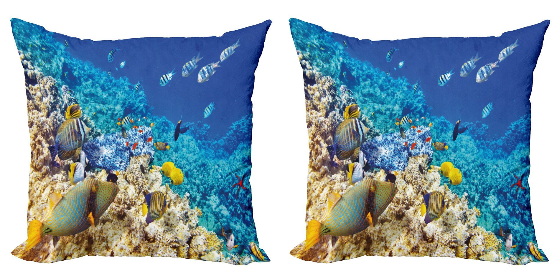 Kissenbezüge Modern Accent Doppelseitiger Digitaldruck, Abakuhaus (2 Stück), Fisch Aquatic Corals