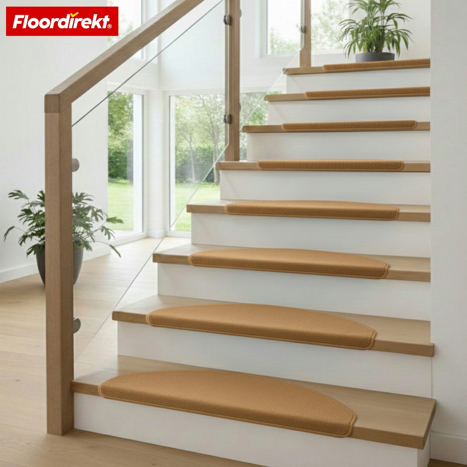 Floordirekt Stufenmatte Treppenmatte halbrund Wien Velours rutschfest selbstklebend, Gekettelt für hohe Langlebigkeit – Bild 5 von 5
