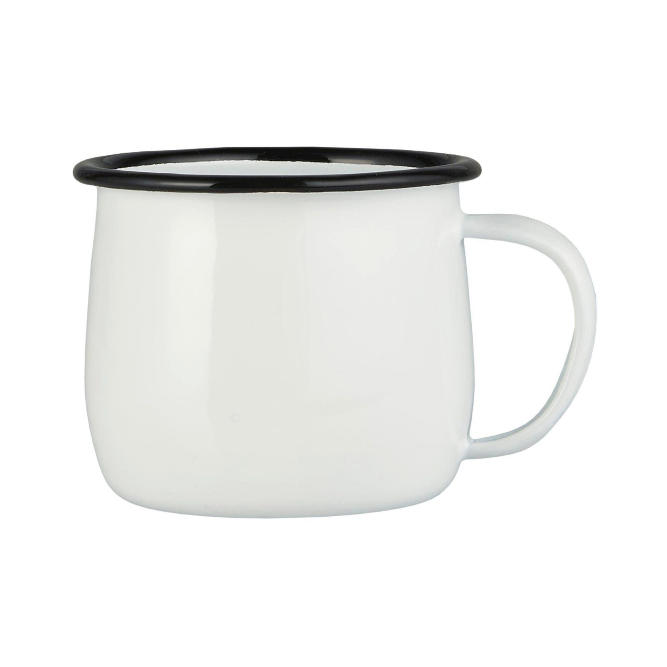 Ib Laursen Becher Ib Laursen Emaille Becher Weiß mit schwarzer Kante
