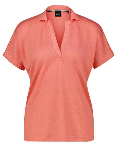 BOSS Poloshirt Damen Strickpoloshirt mit Leinen ENELINA Kurzarm (1-tlg)