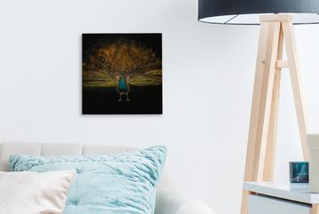OneMillionCanvasses® Leinwandbild Pfau - Federn - Nacht, (1 St), Leinwand Bilder für Wohnzimmer Schlafzimmer