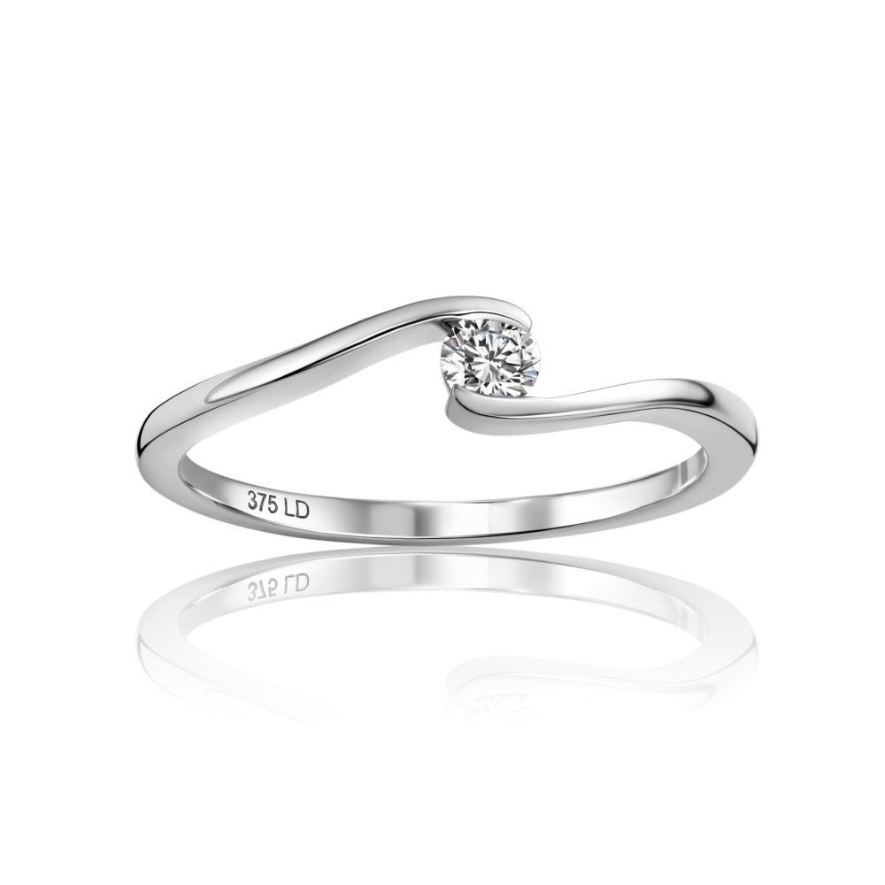Miore Solitärring für Damen in 9K (375) Weißgold mit Diamant 0,10 oder 0,16 ct, in Spannfassung - Echtgold