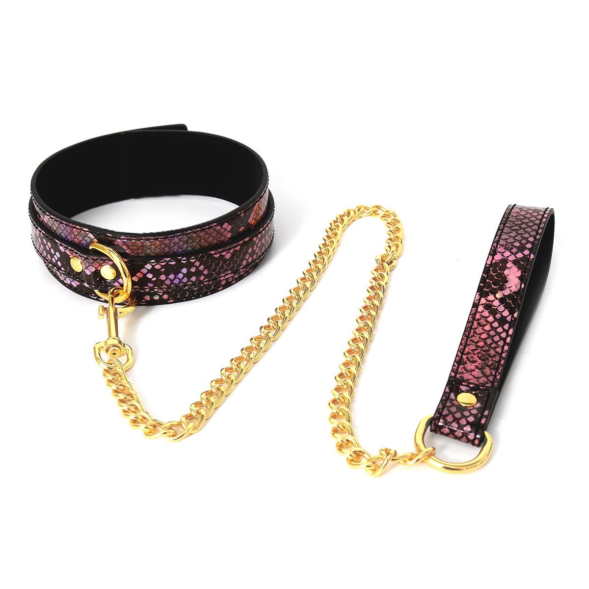 KIOTOS Bondage-Band Collar Gold/Pink Reptile with Leash