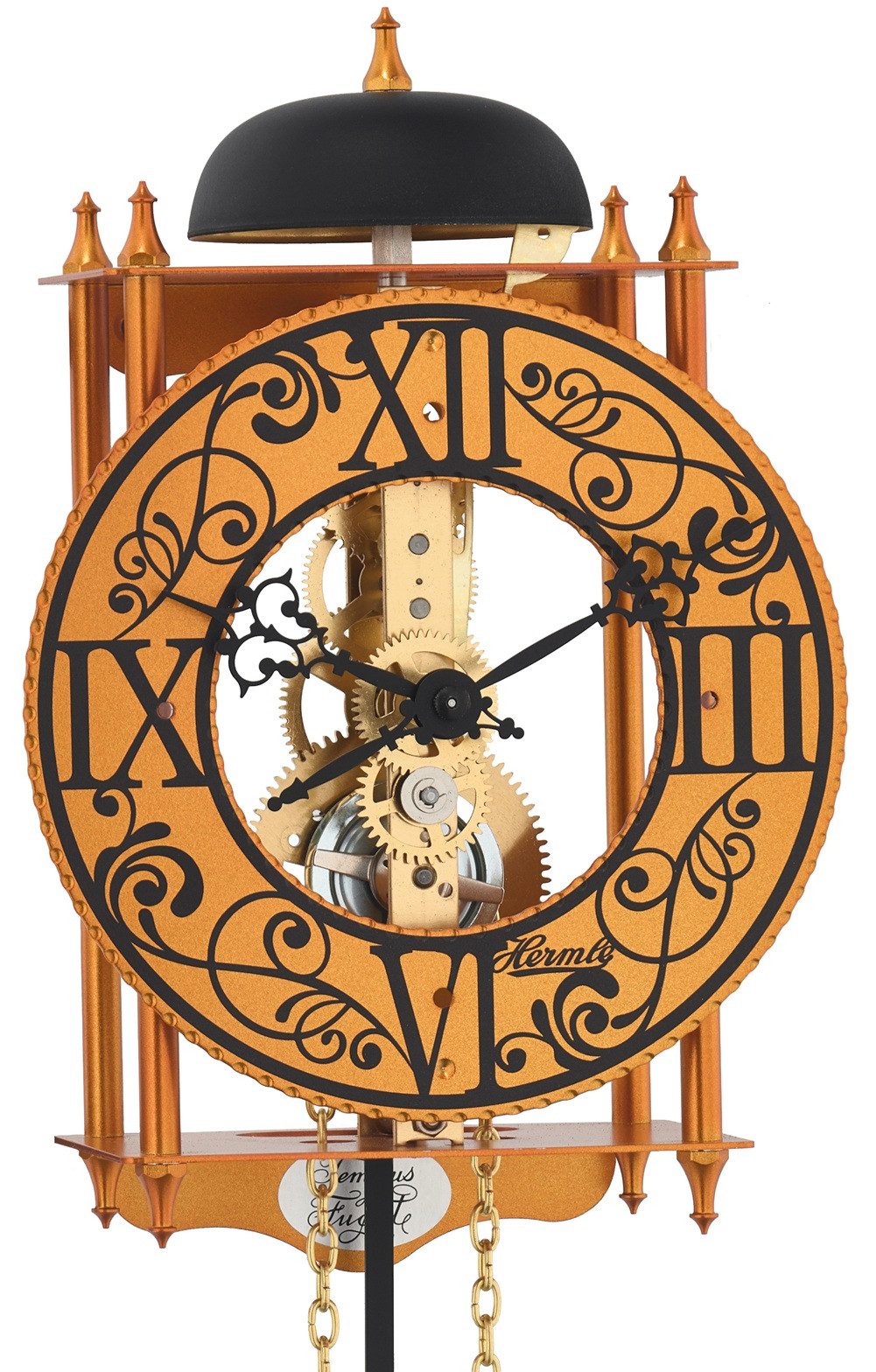 Hermle Pendelwanduhr Skelett 8-Tage Stab-Kettenzugwerk mit Schlag auf Glocke Raubritter (Ideal auch als Geschenk)