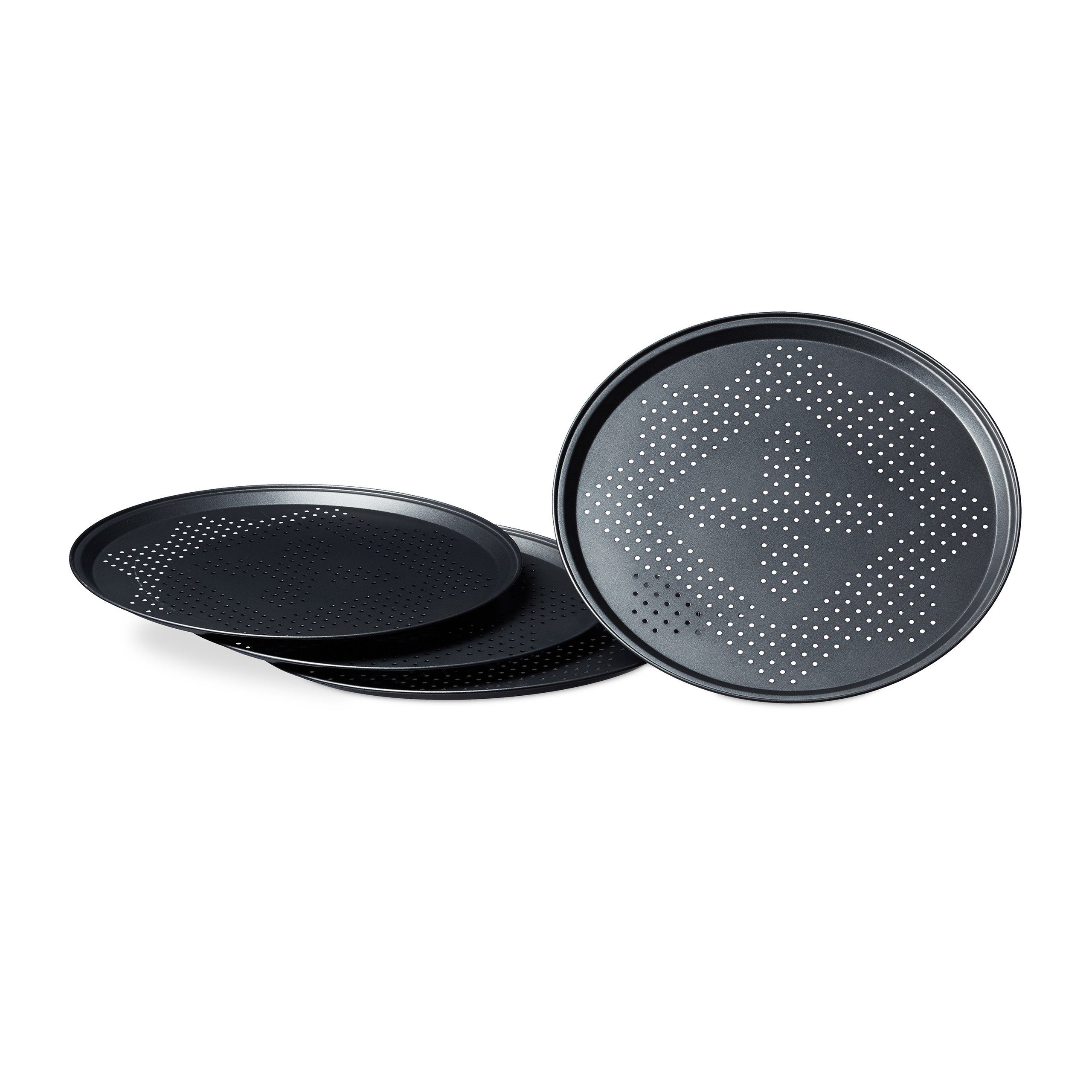 relaxdays Pizzablech 12 x Pizzablech perforiert, Eisen