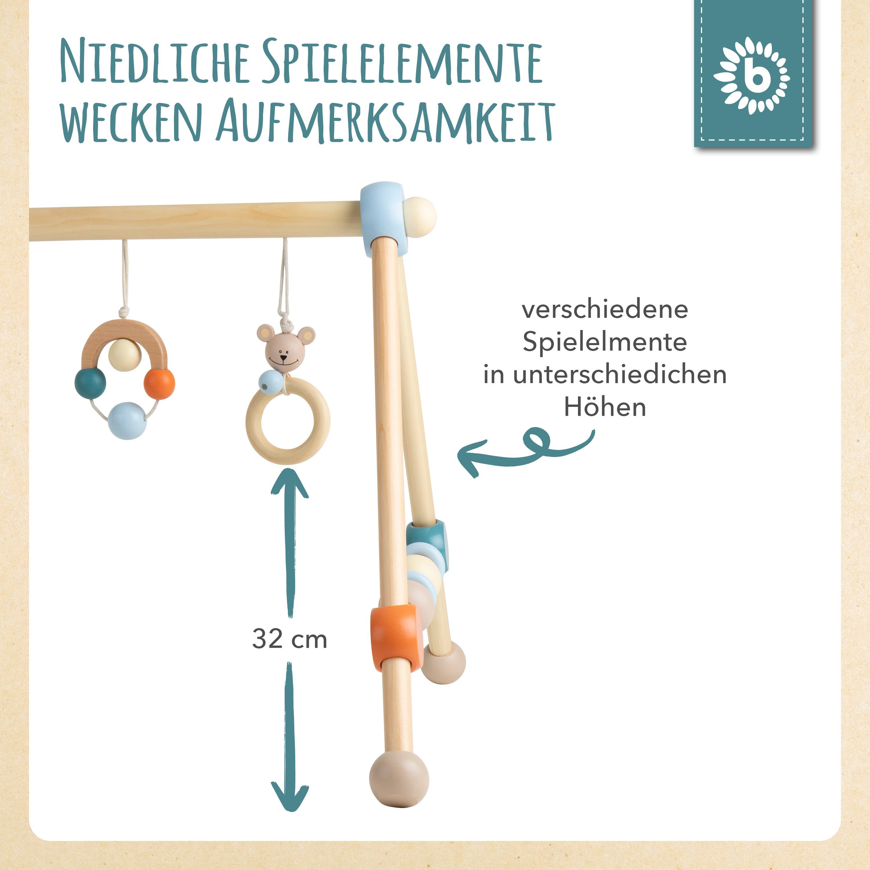 BIECO Baby Gym Bieco Spieltrapez Spielbogen für Babys -Figuren, Rasseln, Kugeln