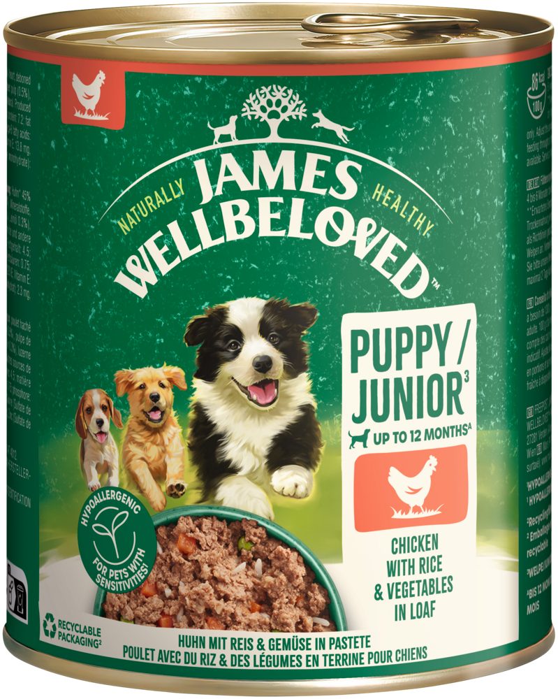 James Wellbeloved JAMES WELLBELOVED™ Hund Dose Junior Huhn Pastete 800g, Nassfutter für: Hunde