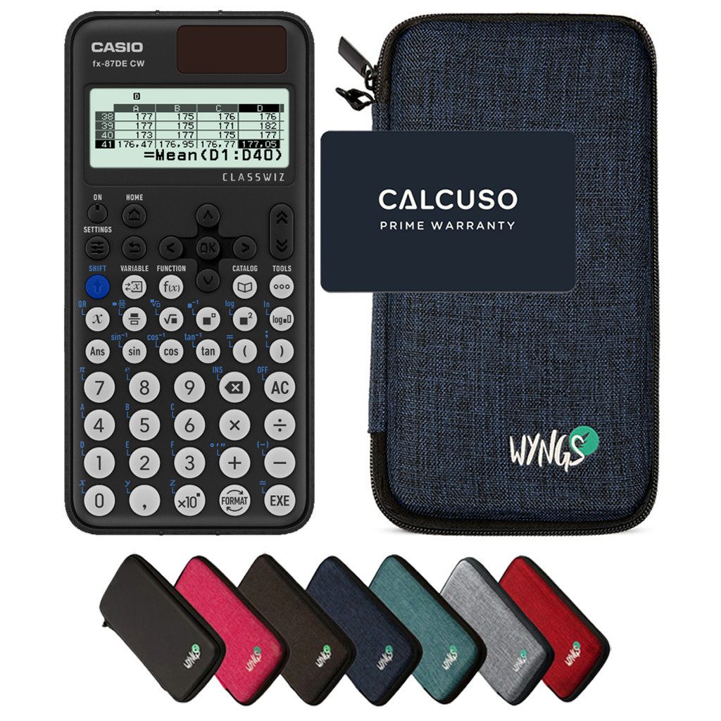 CASIO Taschenrechner fx-87DE CW ClassWiz inkl. WYNGS Schutztasche Blau