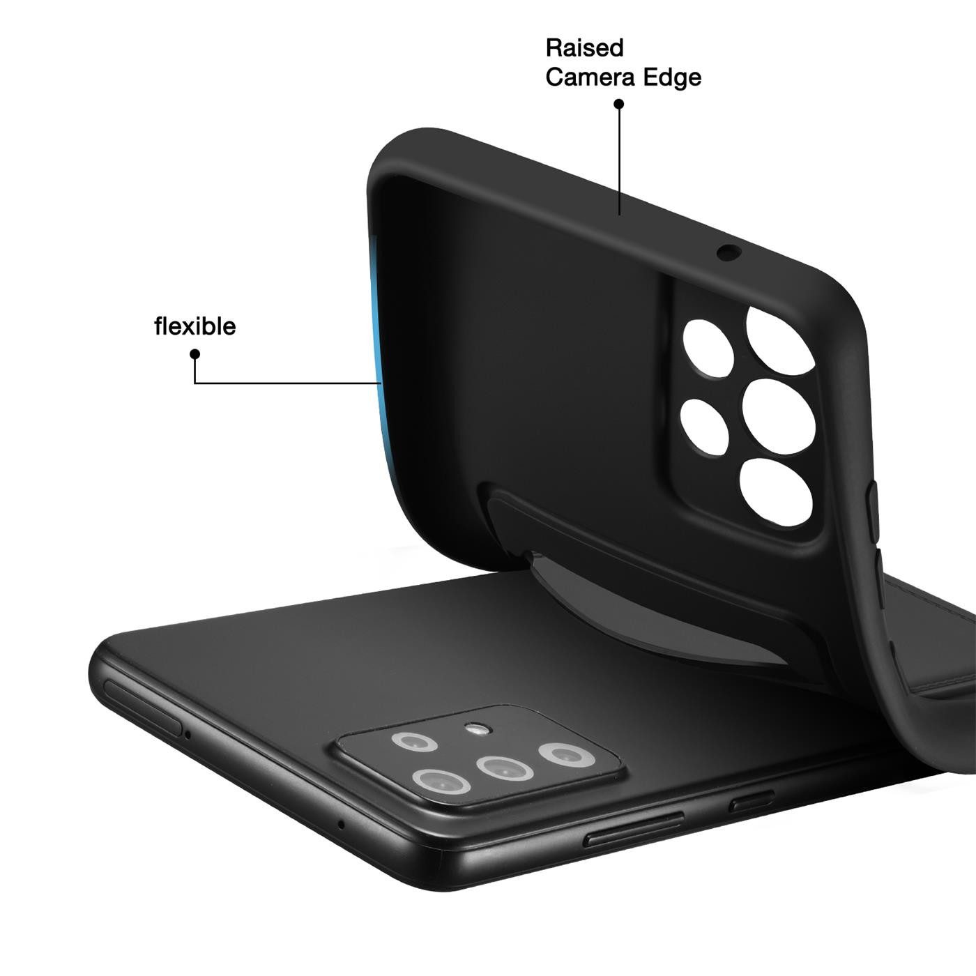 CoolGadget Handyhülle Schwarz als 2in1 Schutz Cover Set für Samsung Galaxy A52 A52s 4G/5G 6,5 Zoll, 2x Glas Display Schutz Folie + 1x Case Hülle für Galaxy A52 A52s 4G/5G