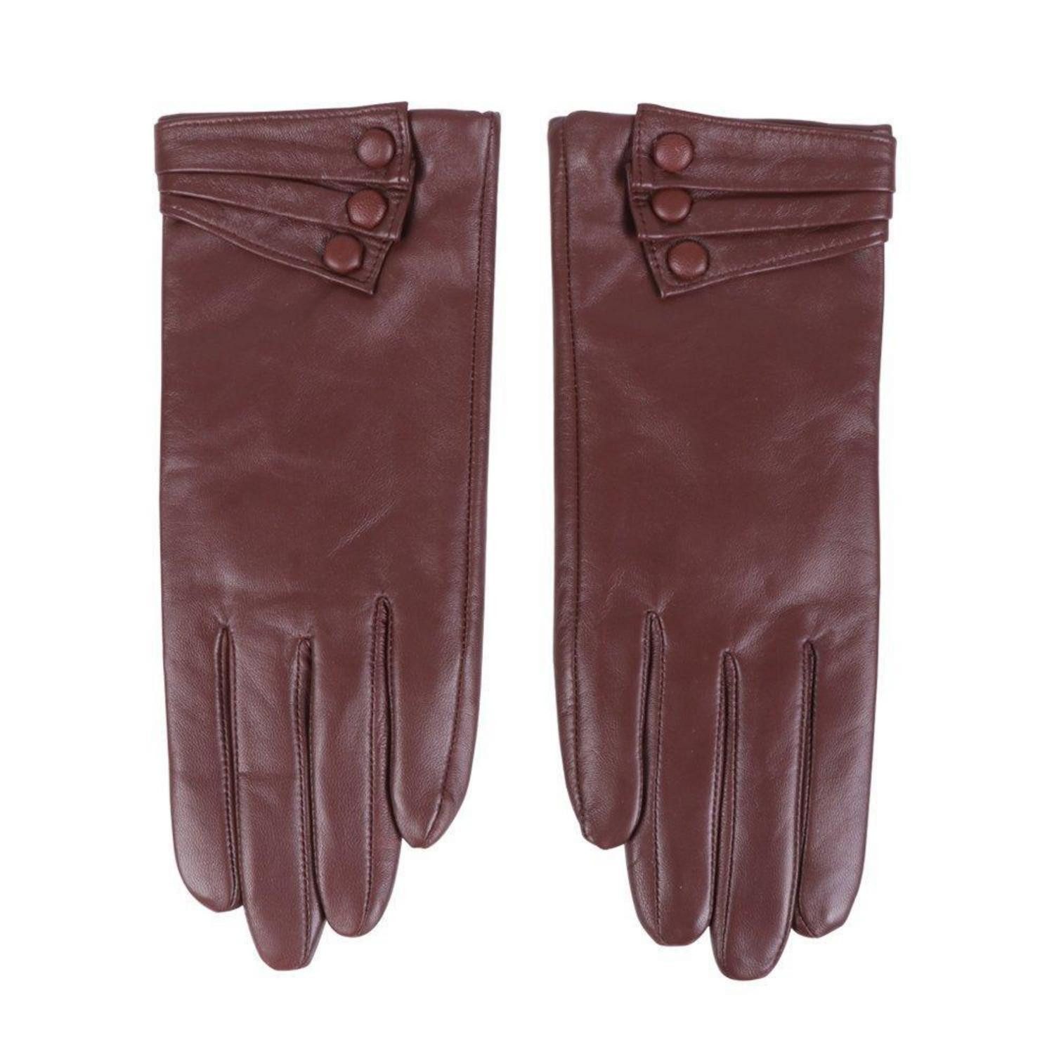 LuxusKollektion Lederhandschuhe Damen Leder Handschuhe Kaffeebraun XL (1-St)