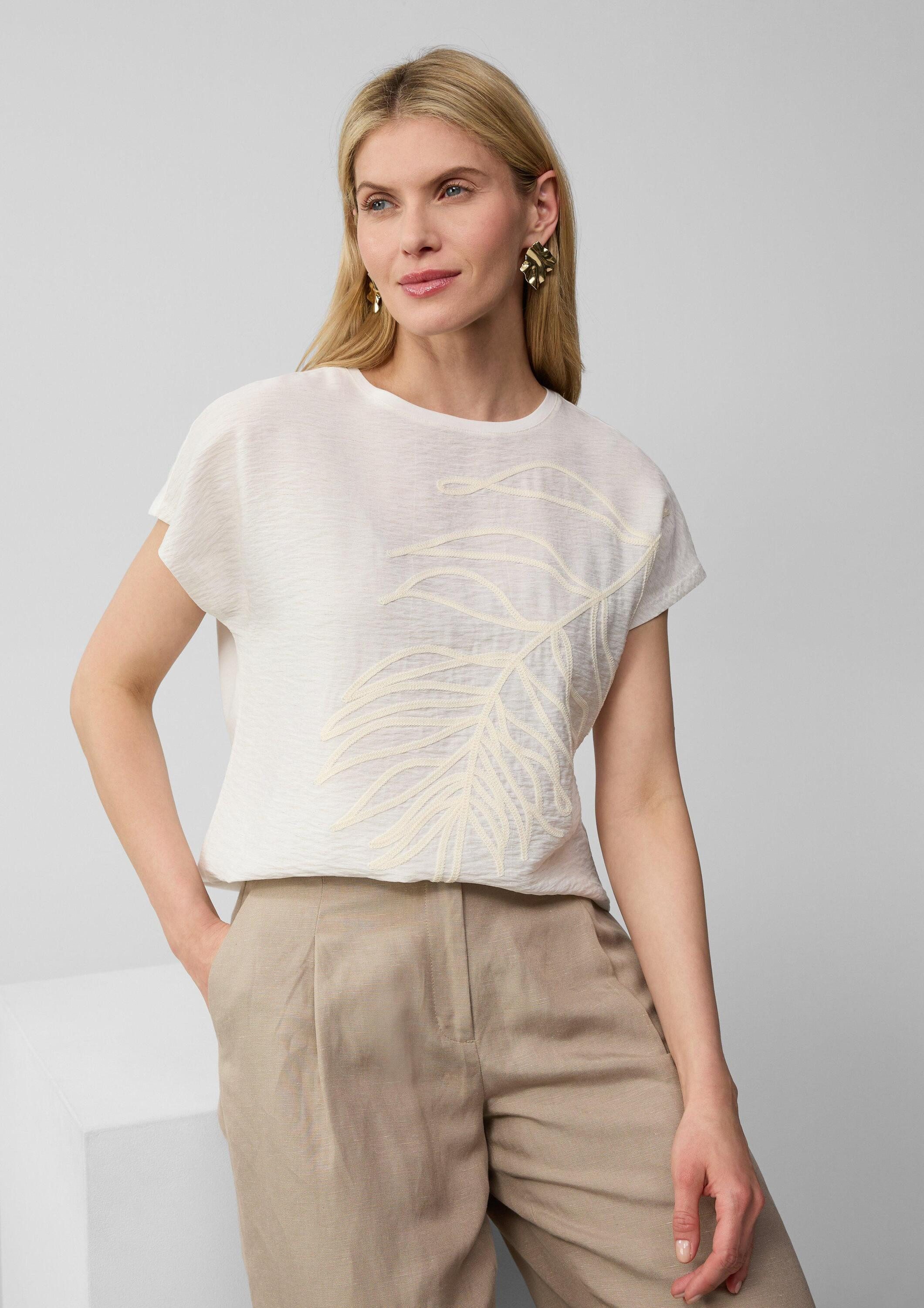 s.Oliver Kurzarmshirt T-Shirt Blusenshirt aus Viskosemix mit Stickerei günstig online kaufen