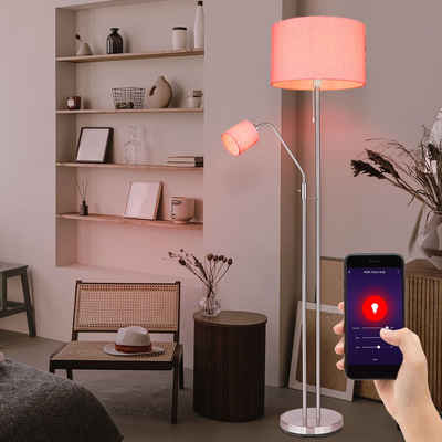 Globo LED Stehlampe, Leuchtmittel inklusive, Kaltweiß, Warmweiß, Neutralweiß, Tageslichtweiß, Farbwechsel, Smart RGB LED Stehleuchte Deckenfluter mit Leselampe Stehlampe