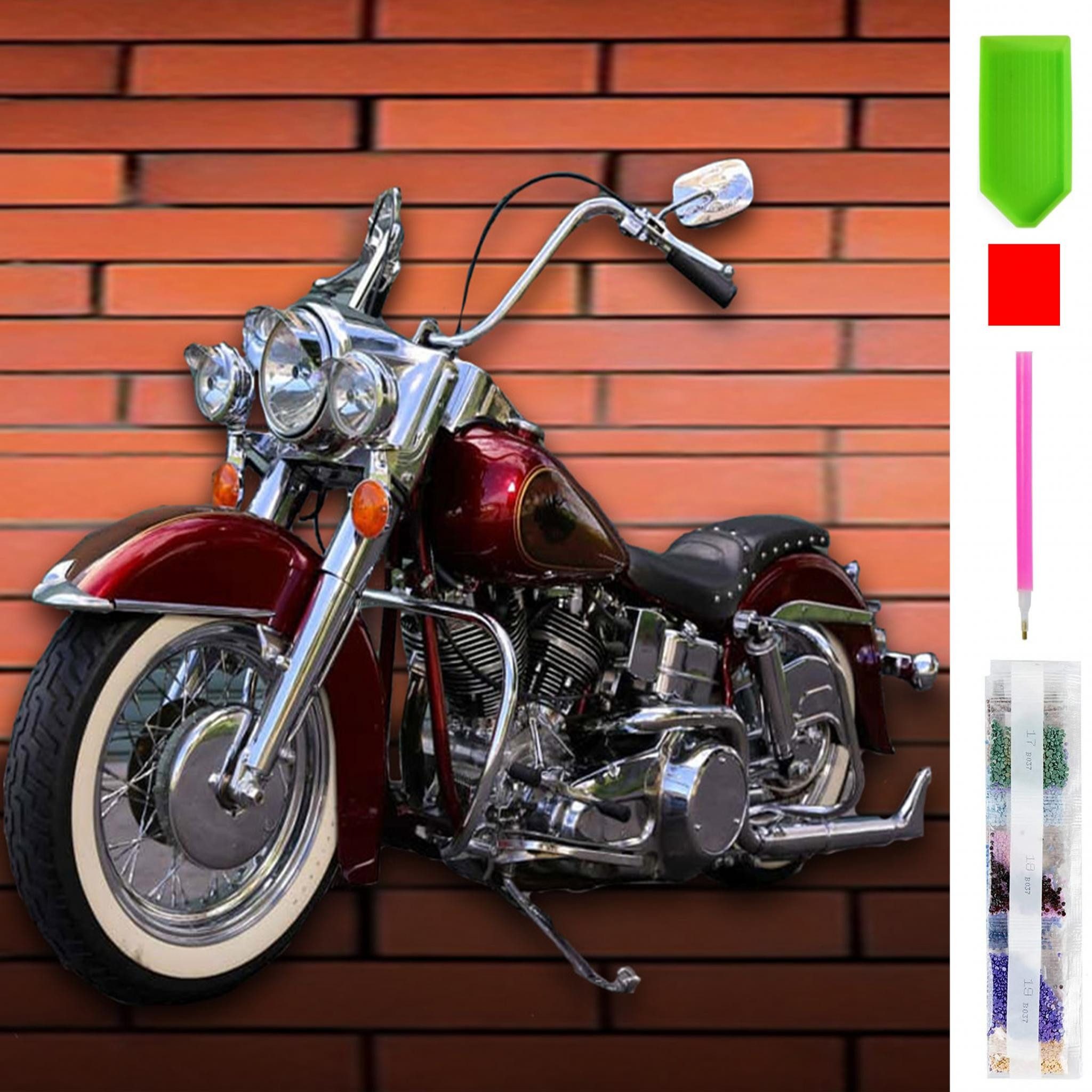 Realb2b Malen nach Zahlen 5d Diamond Painting Motorrad Malen nach Zahlen 30x30cm (Komplettset für 5D Diamond Painting inklusive Leinwand, Diamanten und Werkzeugen, Diamond Painting Set mit Zubehör für DIY-Kreativität und Entspannung), 30x30cm 5D Diamond Painting mit präziser Klebeschicht & Zubehör