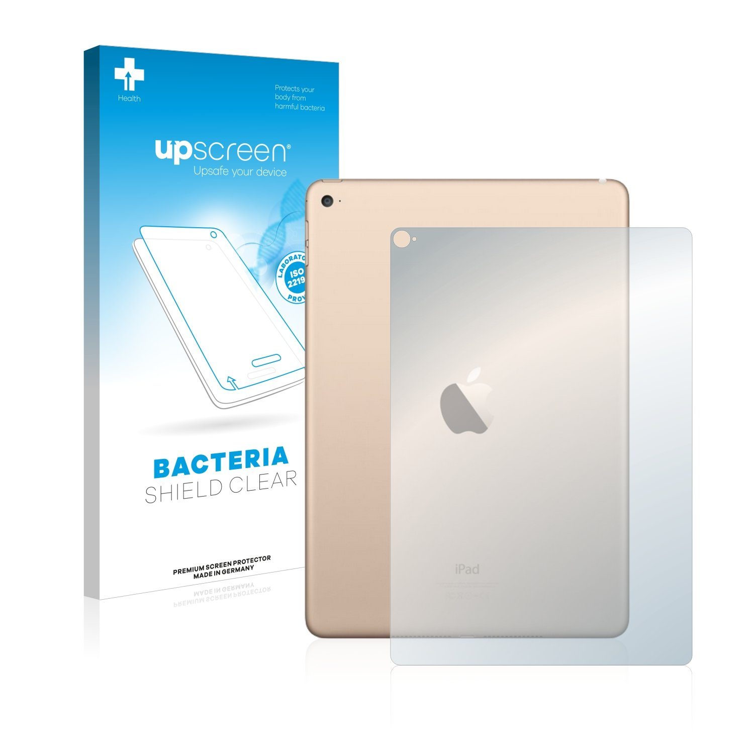 upscreen Schutzfolie für Apple iPad Air 2 2014 (Rückseite), Displayschutzfolie, Folie Premium klar antibakteriell