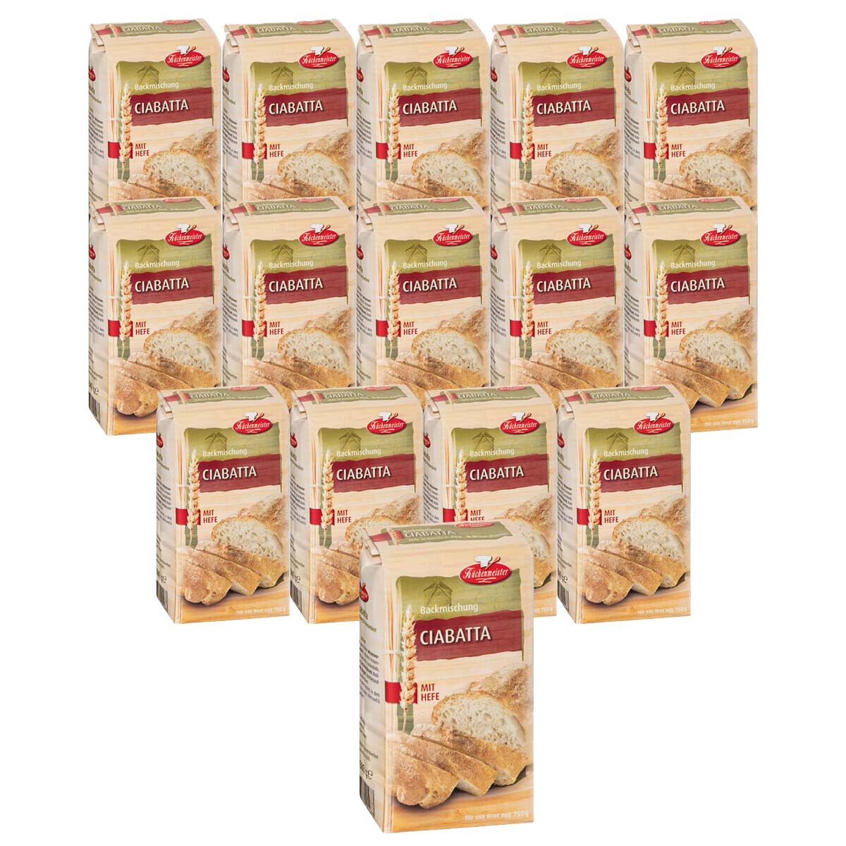 Bielmeier Backmischung Ciabatta Küchenmeister, 15 x 7500 g, (15 x 500 g), Made in Baden-Württemberg (SET314014-1)