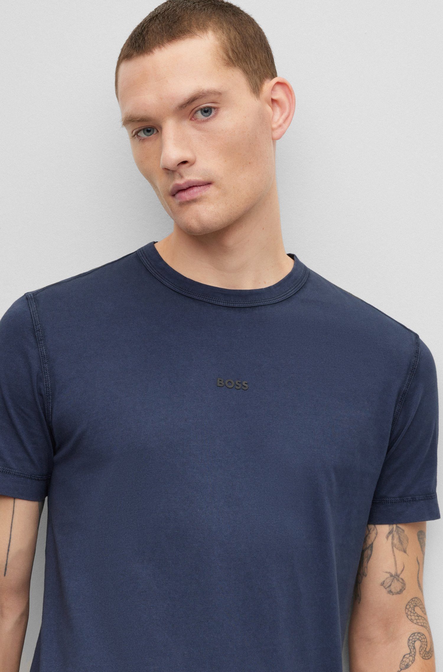 (1-tlg) (404) ORANGE BOSS Tokks T-Shirt Blau
