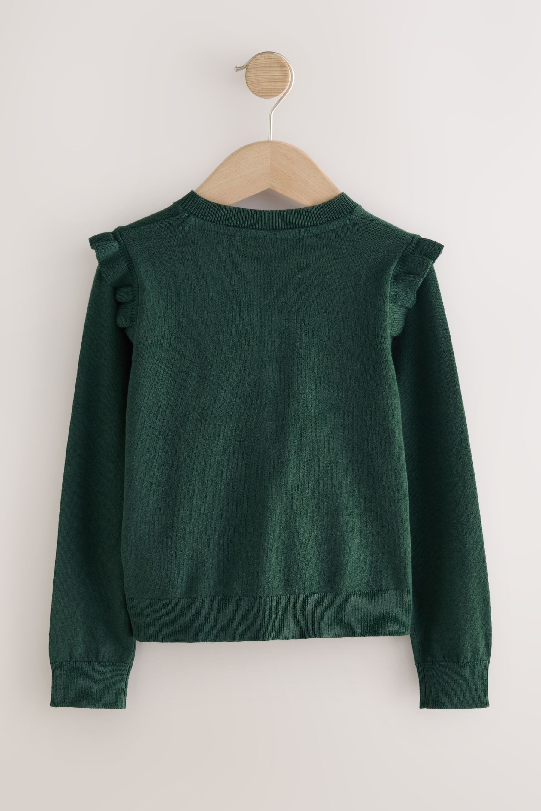 Next Strickjacke Schul-Strickjacke mit gerüschten Schultern (1-tlg)