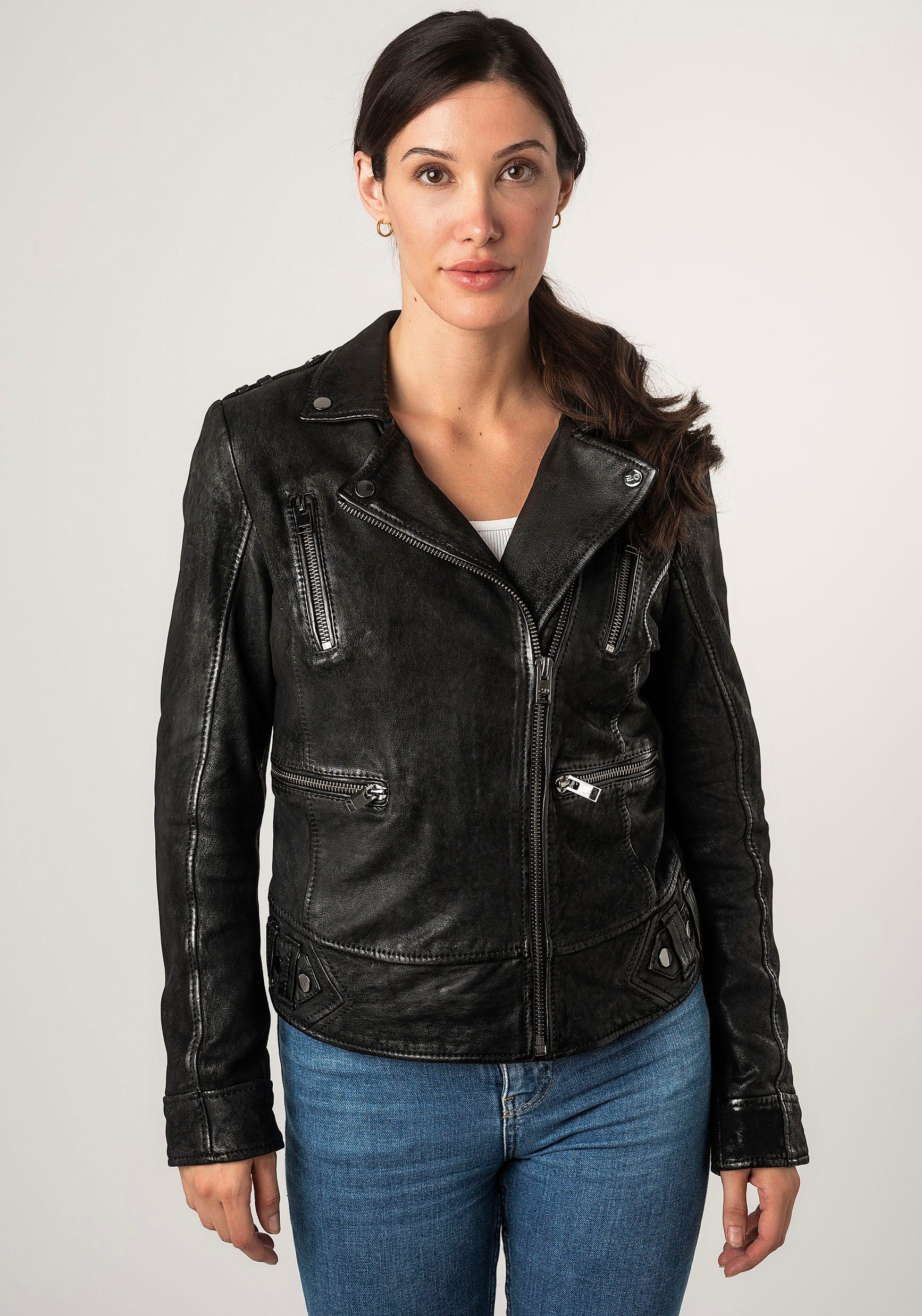 Mauritius Lederjacke 2Wtashi mit Schulterklappen, mit günstig online kaufen