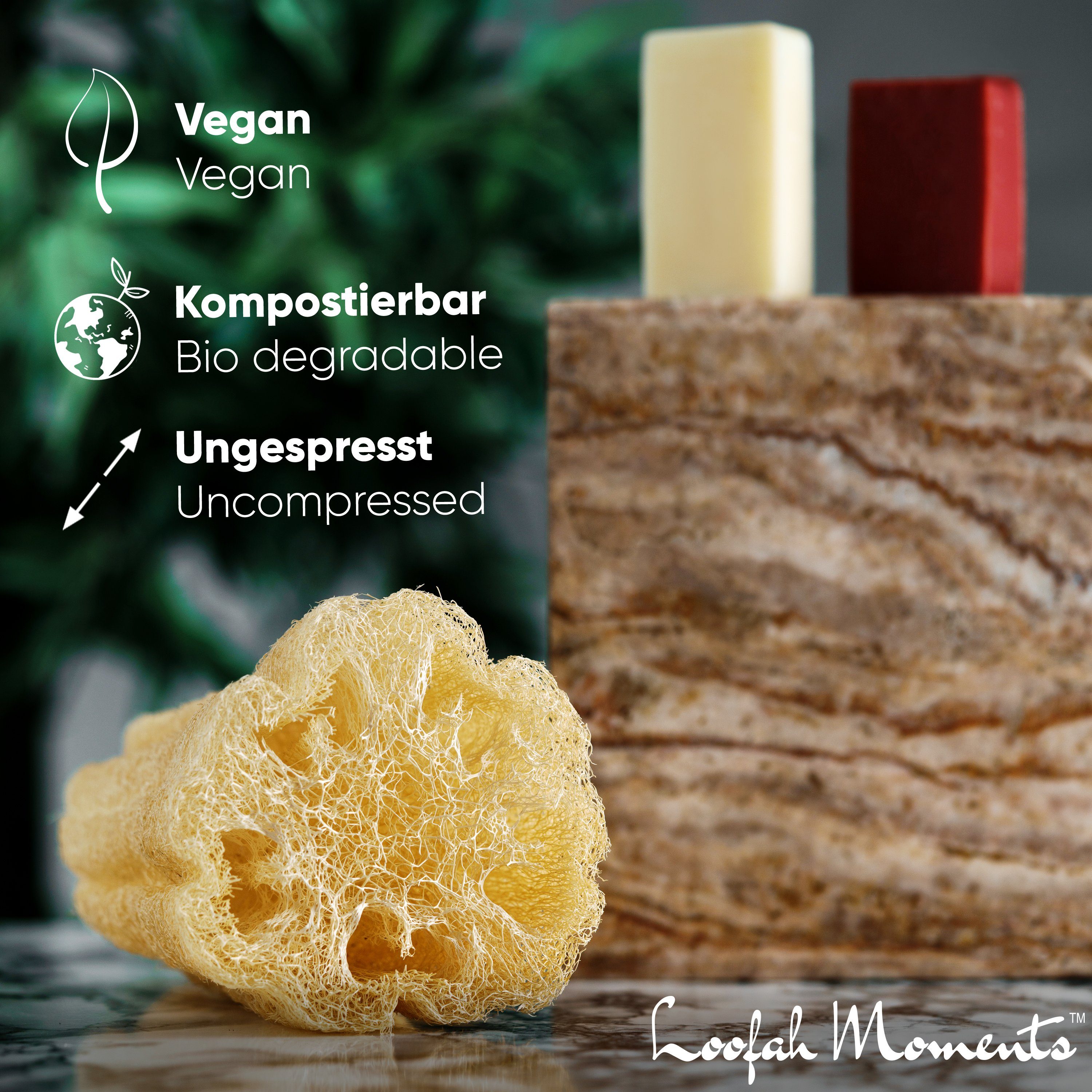 Loofah Moments Duschschwamm Loofah Moments™ - Luffaschwamm, Badeschwamm für ein gesundes Peeling, 1-tlg., beseitigt Hautunreinheiten sowie Mitesser