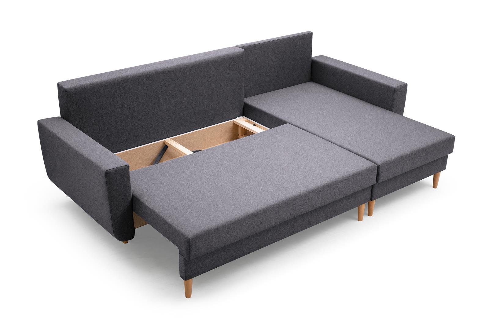 new mane Schlaffunktion, mit Anthrazit mit Ecksofa ONLY, Beautysofa (malmo Polsterecke Sofa universelle 96) Couch