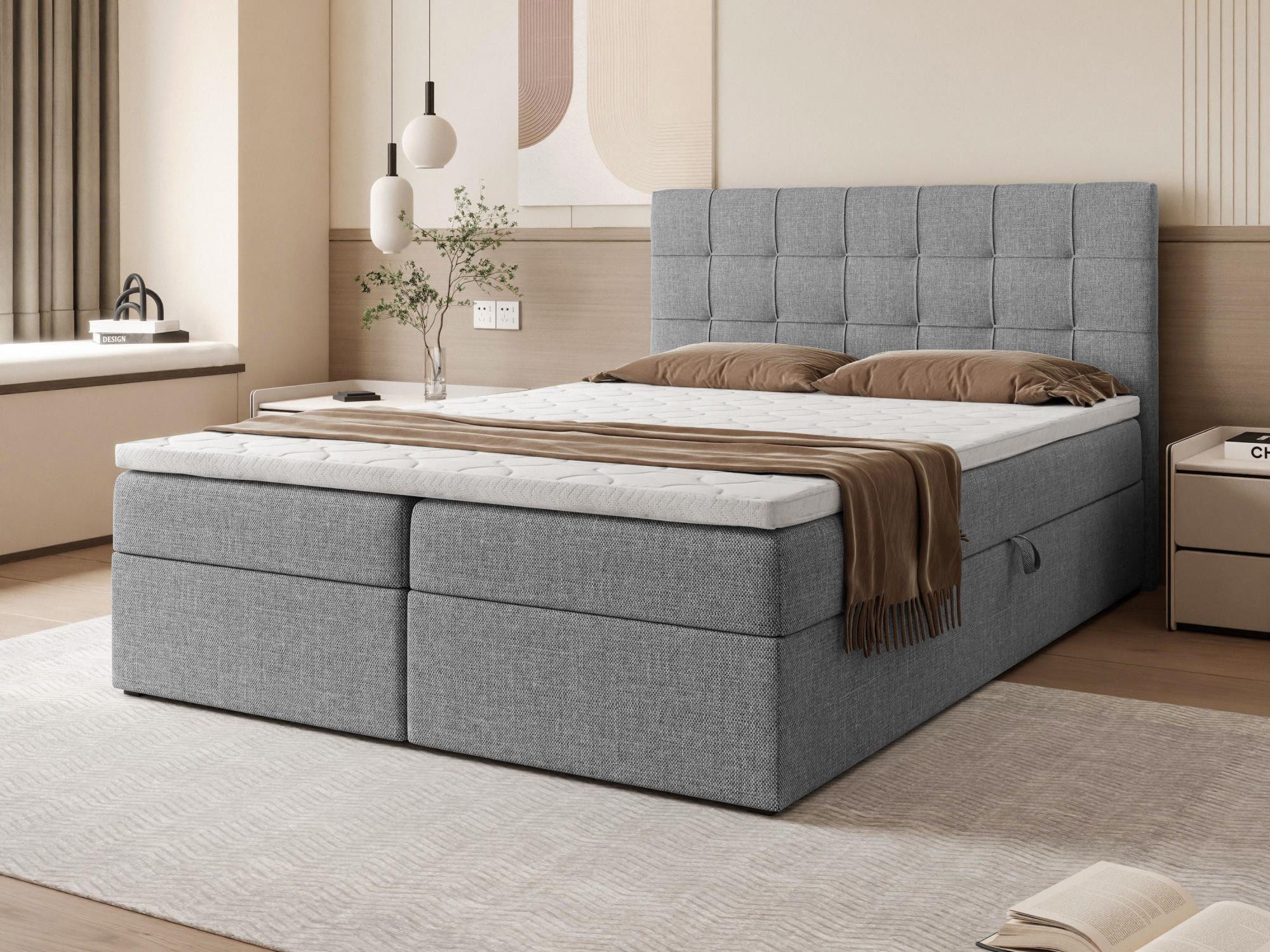 Beautysofa Boxspringbett mit Bettkasten Topiq II, günstig online kaufen