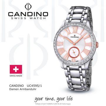 Candino Quarzuhr Candino Damen Uhr Analog C4595/1, Damen Armbanduhr rund, Edelstahlarmband silber, Fashion