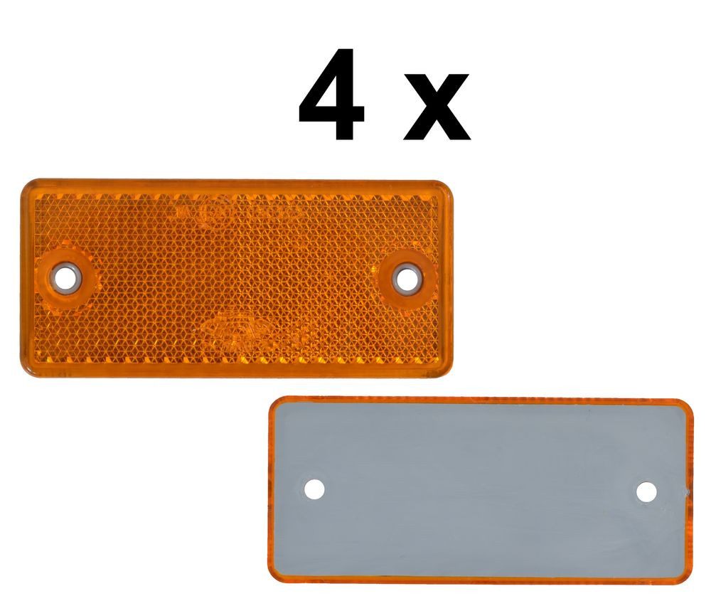 Aspöck Anhänger 4x Rückstrahler - Reflektor - Schrauben - 90x40mm - Gelb – Prüfzeichen