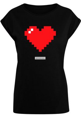 F4NT4STIC T-Shirt Pixel Herz Good Vibes Happy People Print