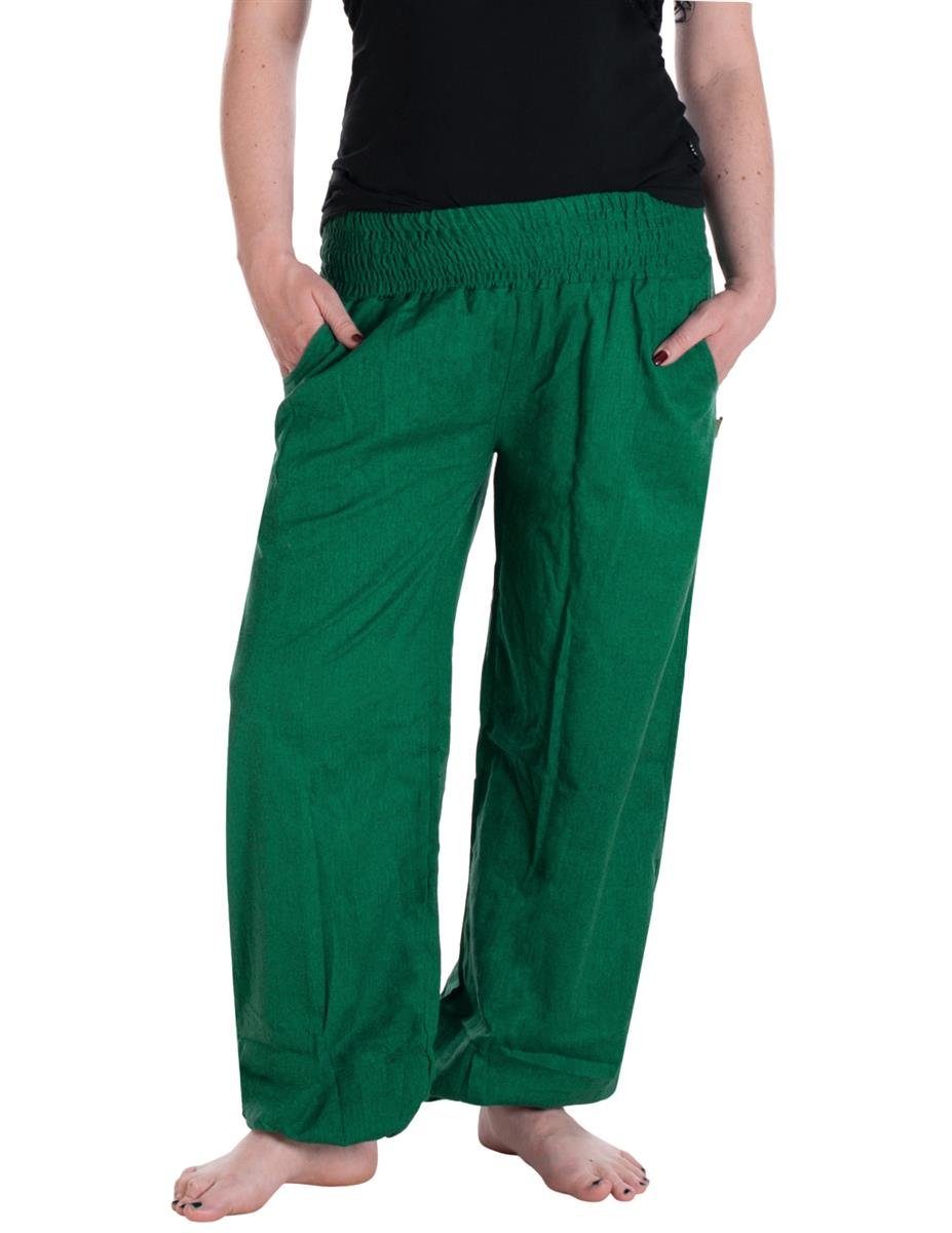 Lange Yogahose Haremshose Schlupfhose Hippie, dunkelgrün Sommerhose Vishes Einheitsgröße Baggyhose,