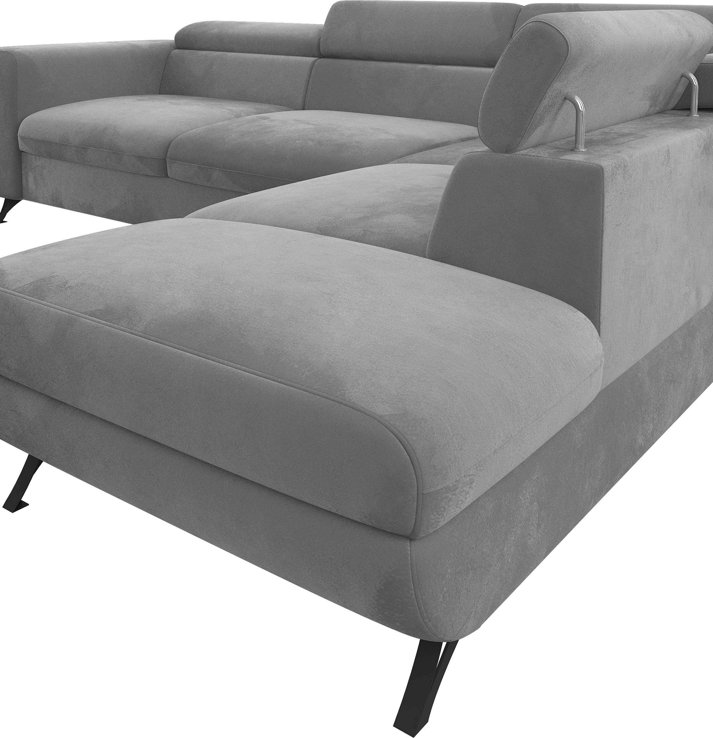 Stylefy Ecksofa Relaxfunktion Modern Design, frei stellbar, mane rechts links oder Bettfunktion bestellbar, L-Form, Bettkasten, mit Raum im und Corina, Eckcouch