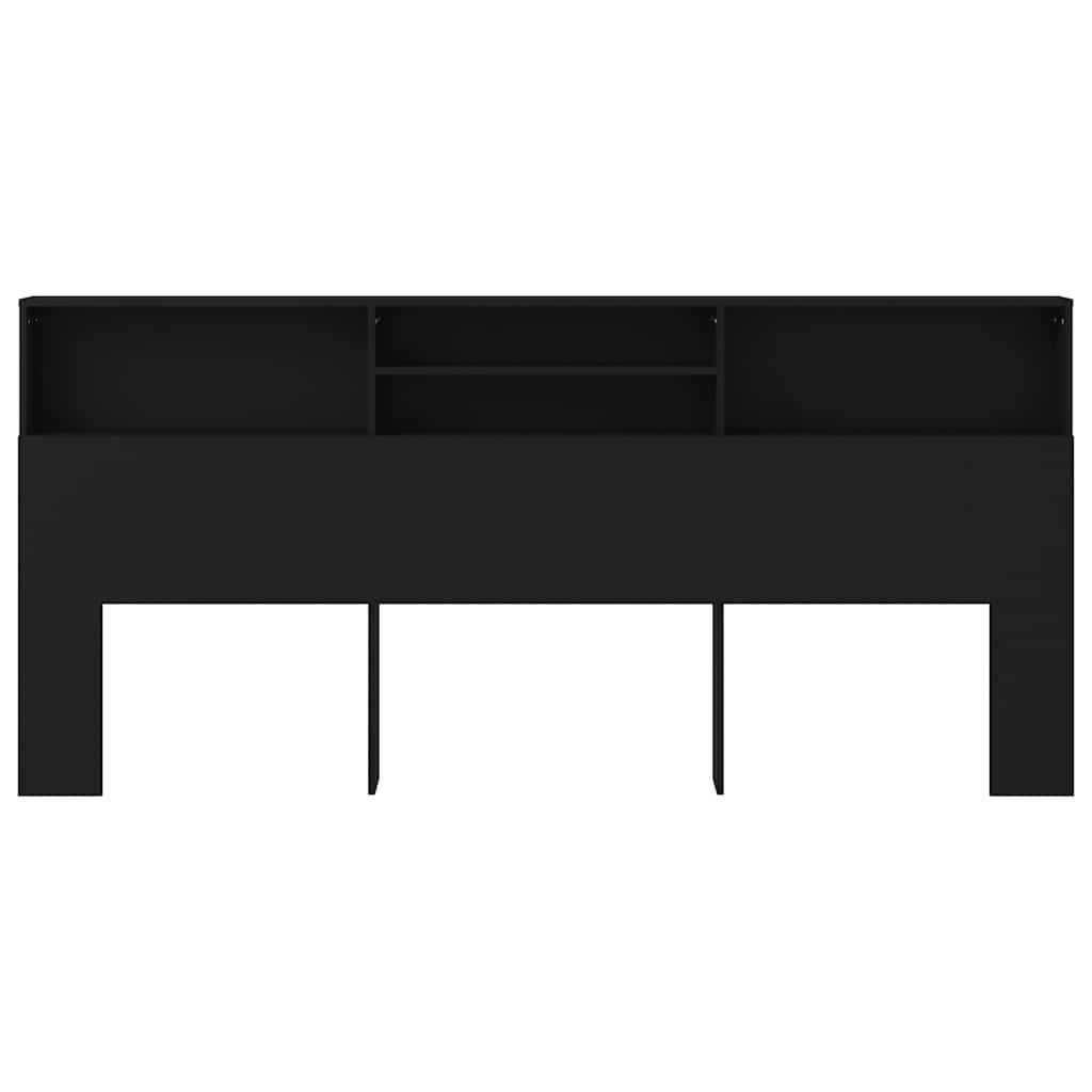 vidaXL Bett Kopfteil mit Ablagen Schwarz 220x19x103,5 cm (1-tlg)