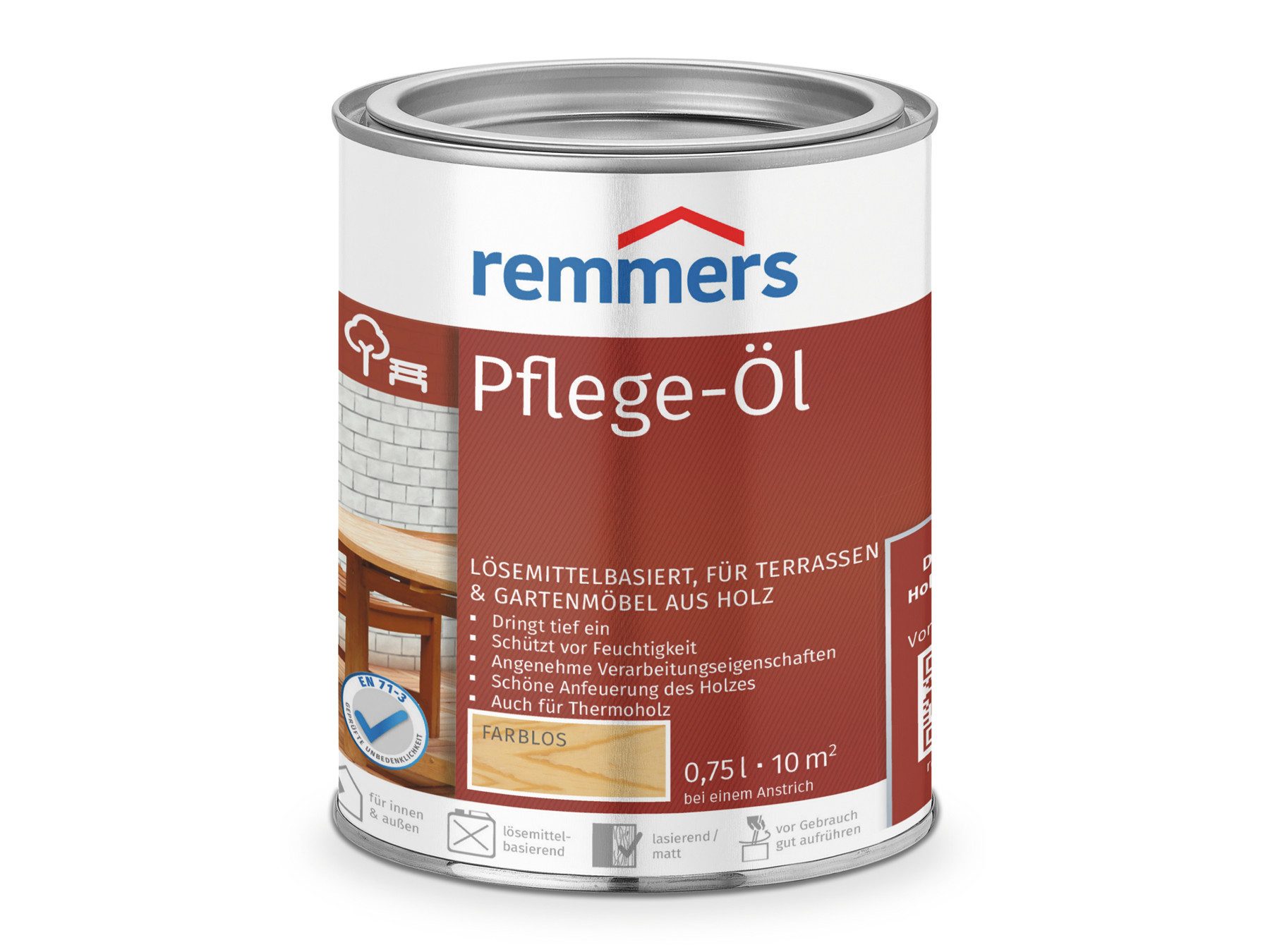 Remmers Pflege-Öl anthrazitgrau intensiv 0,75 Liter Holzpflegeöl, Holzöl für Holz innen und außen, wasserabweisend, wetterfest