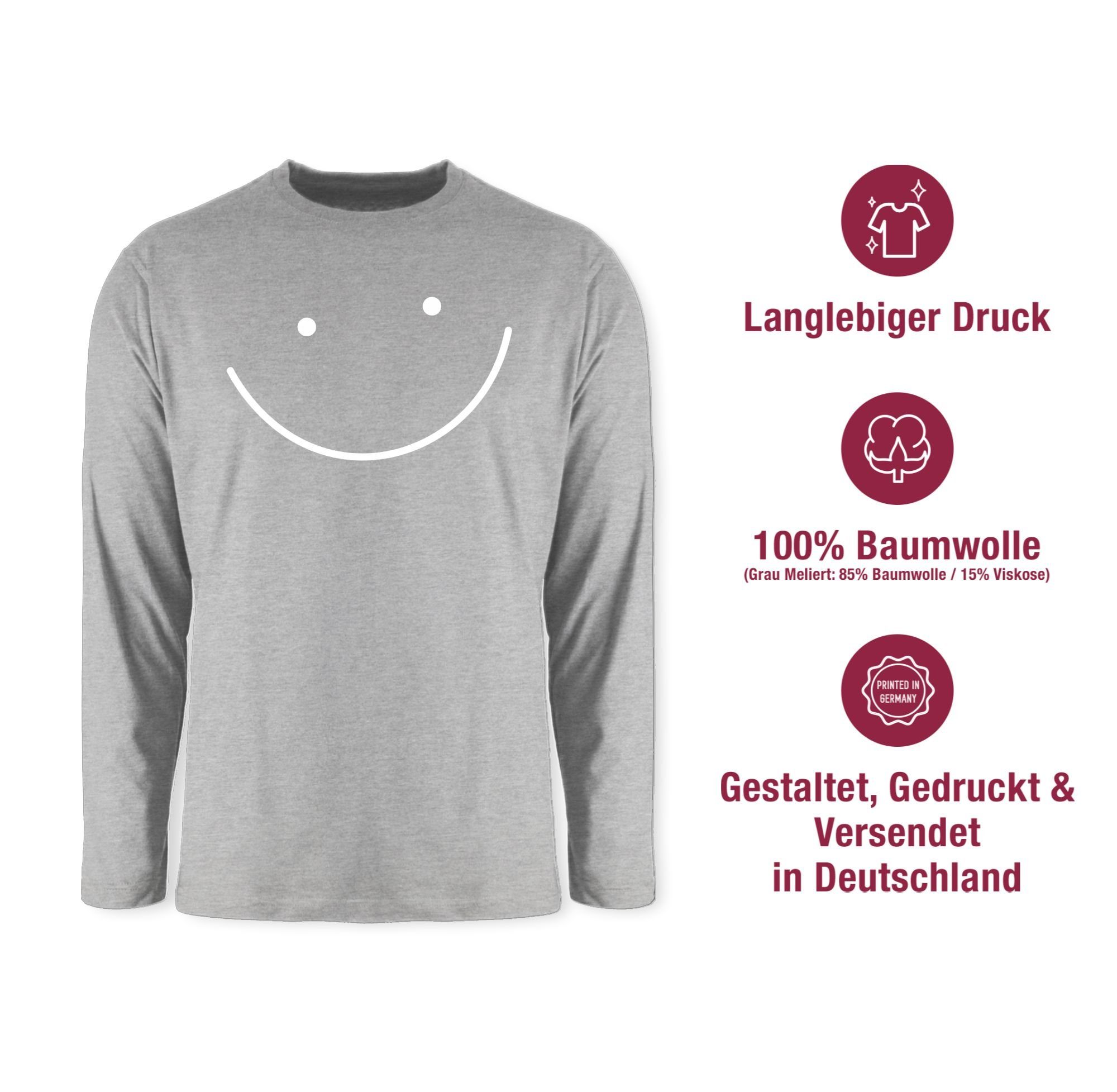 Rundhalsshirt Statement Sprüche Smile Shirtracer Gesicht meliert Grau 3